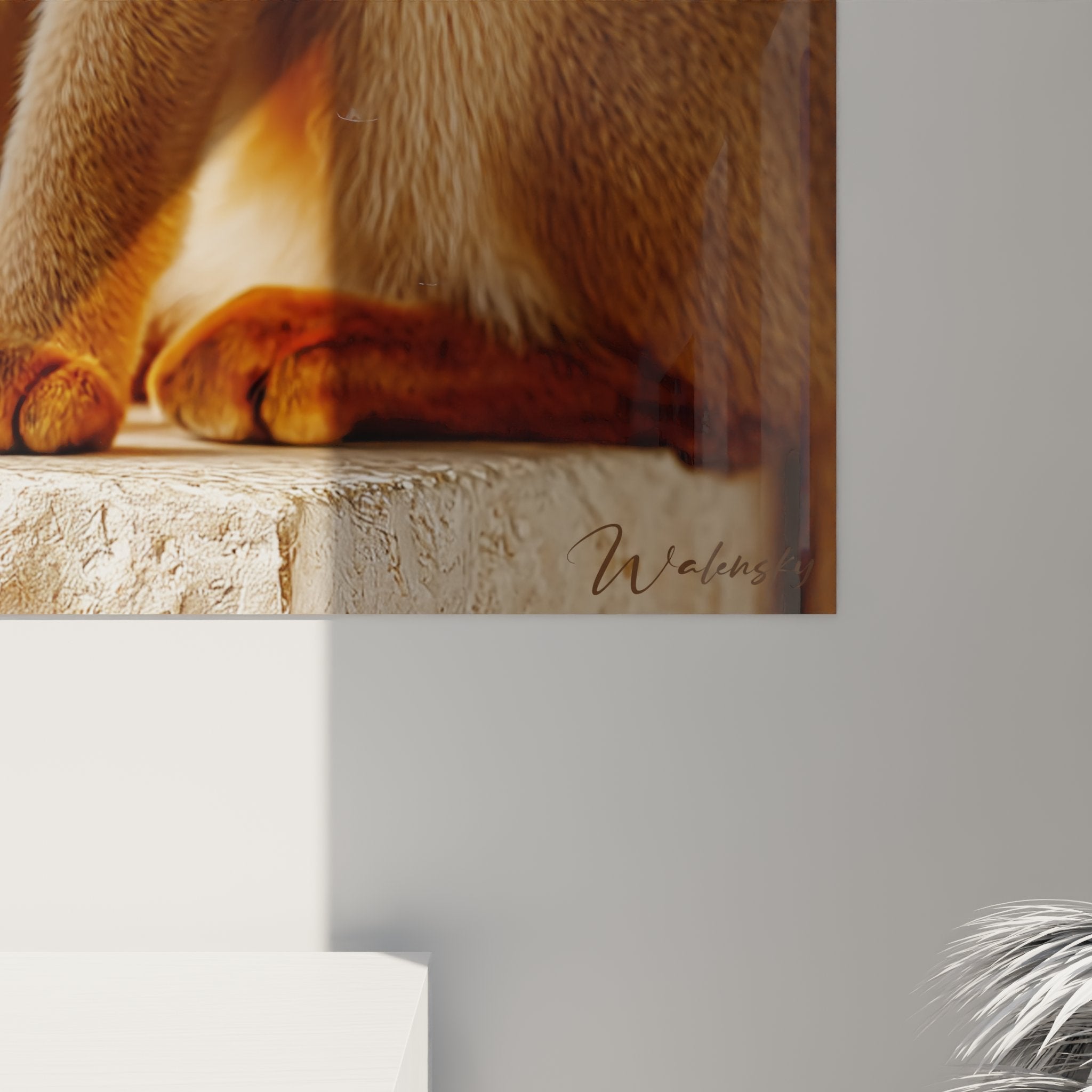 Vue d'ensemble tableau chat Singapura decoratif, art animalier mural, style contemporain elegant premium