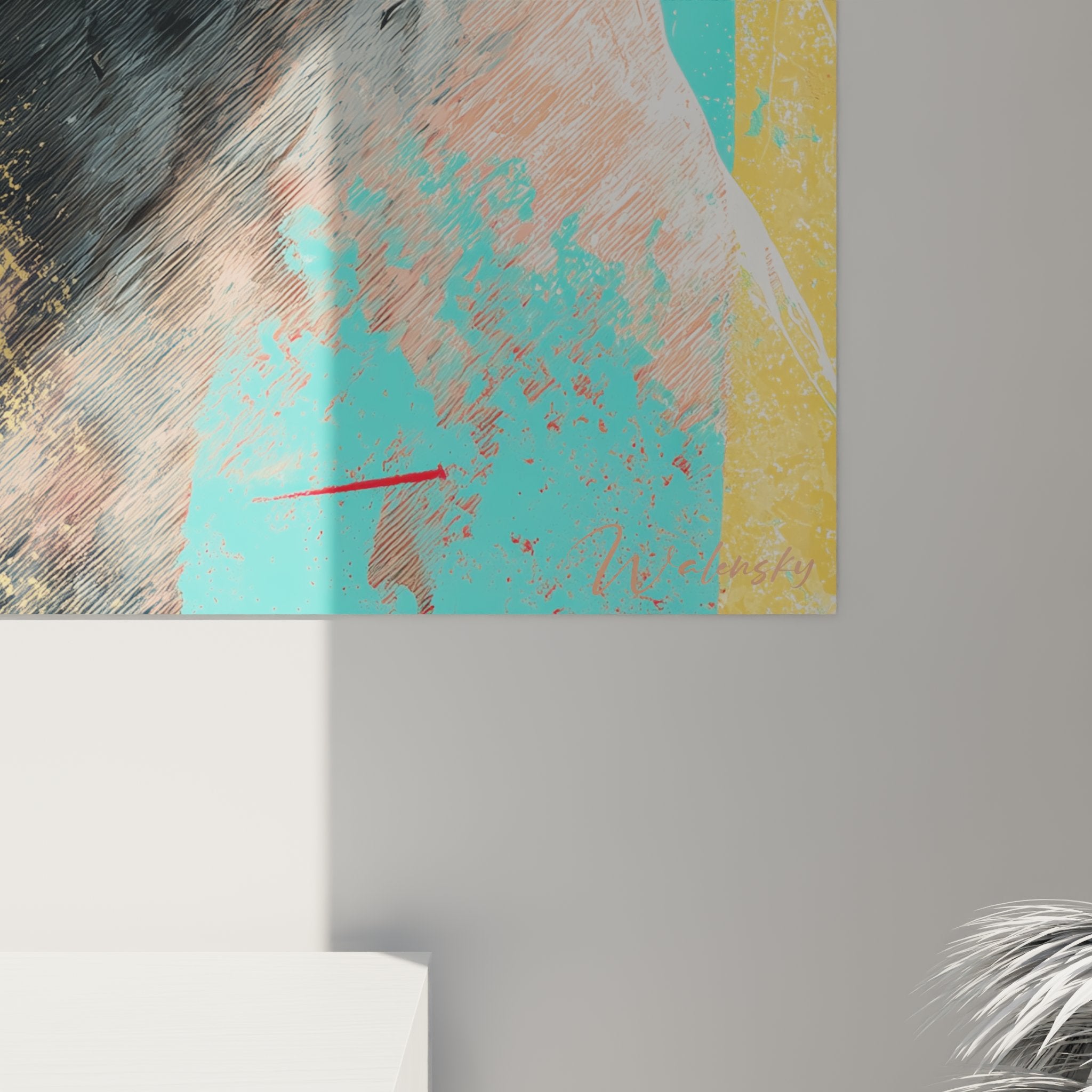 Vista panoramica quadro murale gatto Sphynx pop art in decorazione d'interni contemporanea