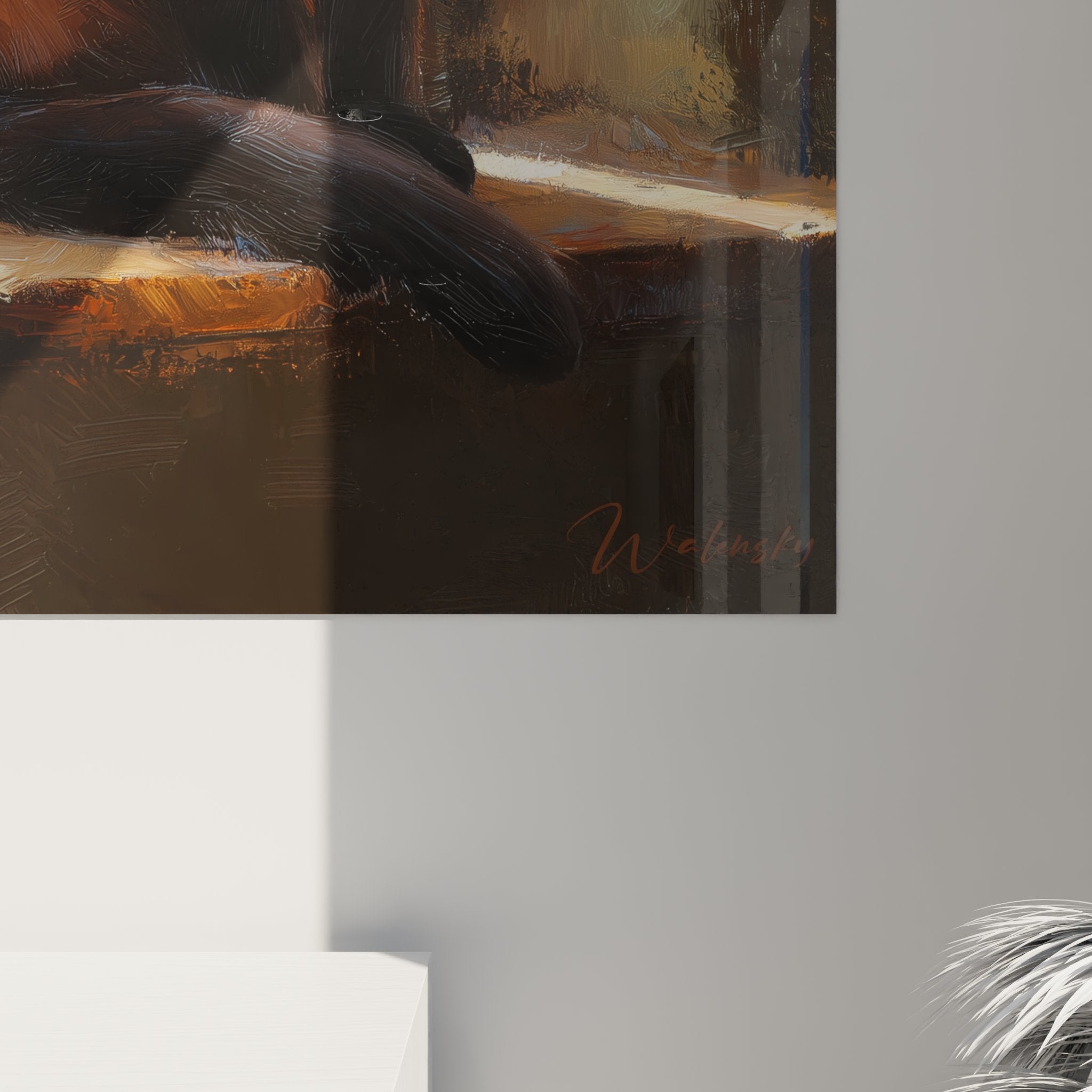 Vue ensemble tableau mural chat Burmese fenetre decoration interieure style classique elegant