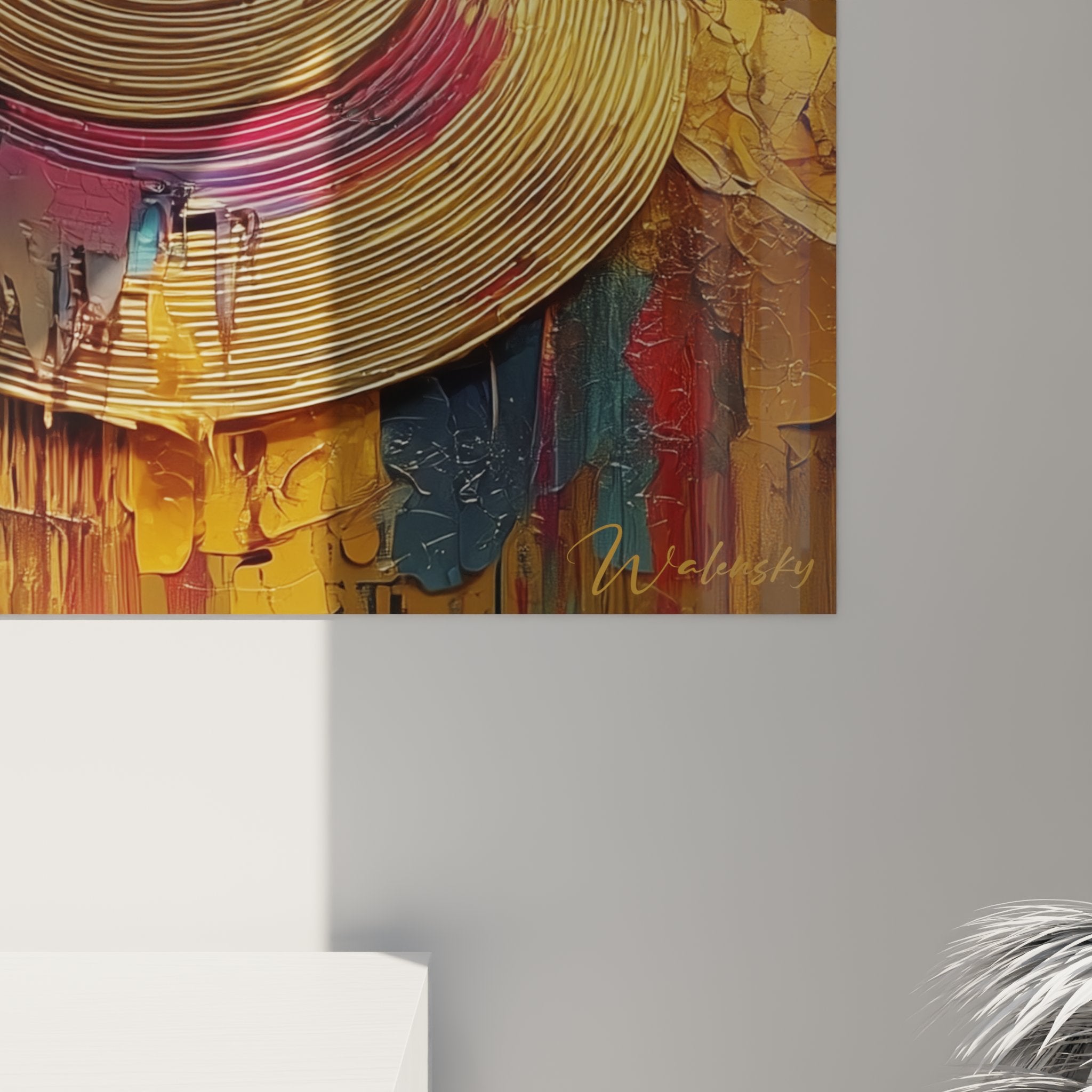 Vista prospettica quadro art africano donna dorata decorazione soggiorno moderno cultura africana contemporanea