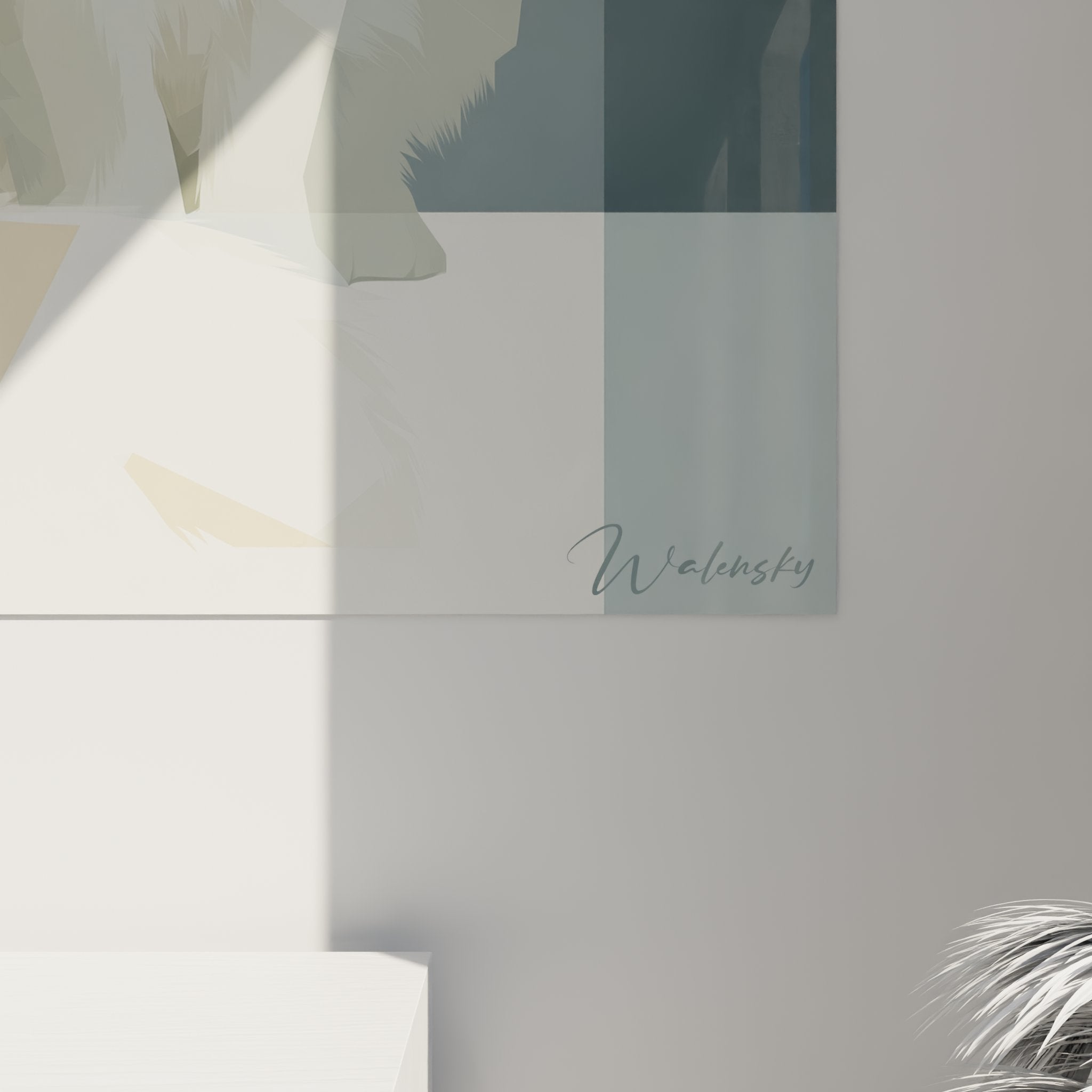 Vue d'ensemble du tableau mural chat Turkish Van dans un interieur contemporain, art decoratif felin