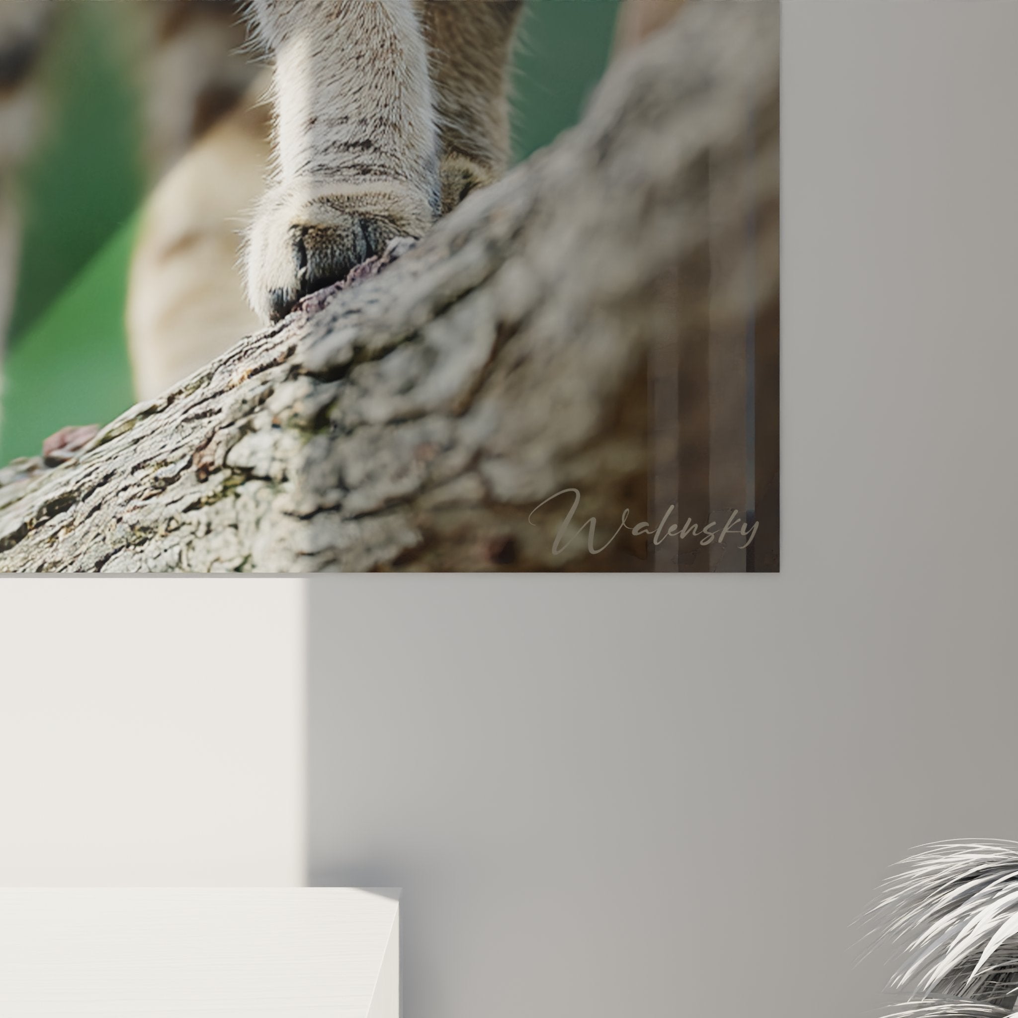 Sokoke cat painting on branch wall art feline mural interior decoration natural style