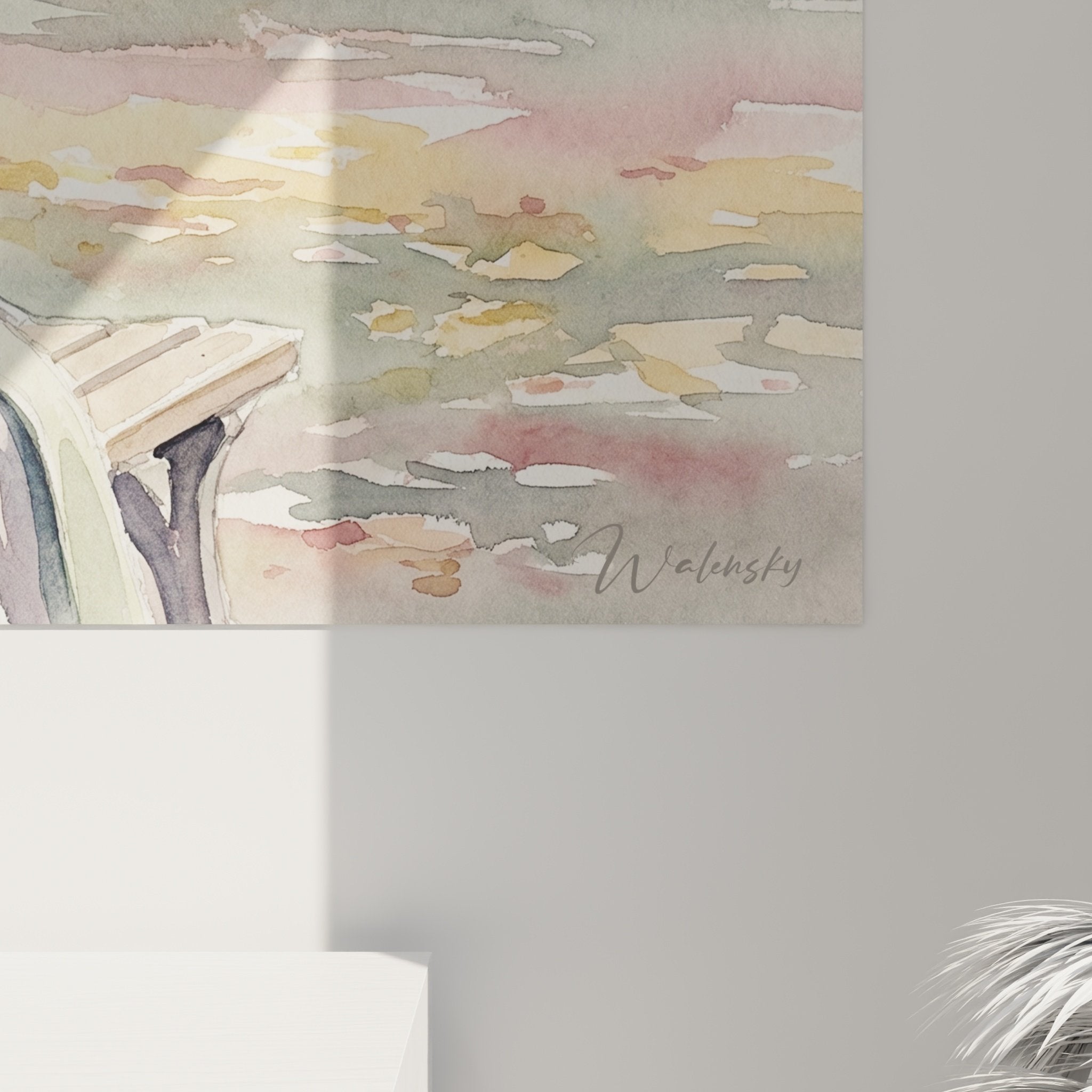 Vue d'ensemble aquarelle lévrier greyhound banc parc automne ambiance douce