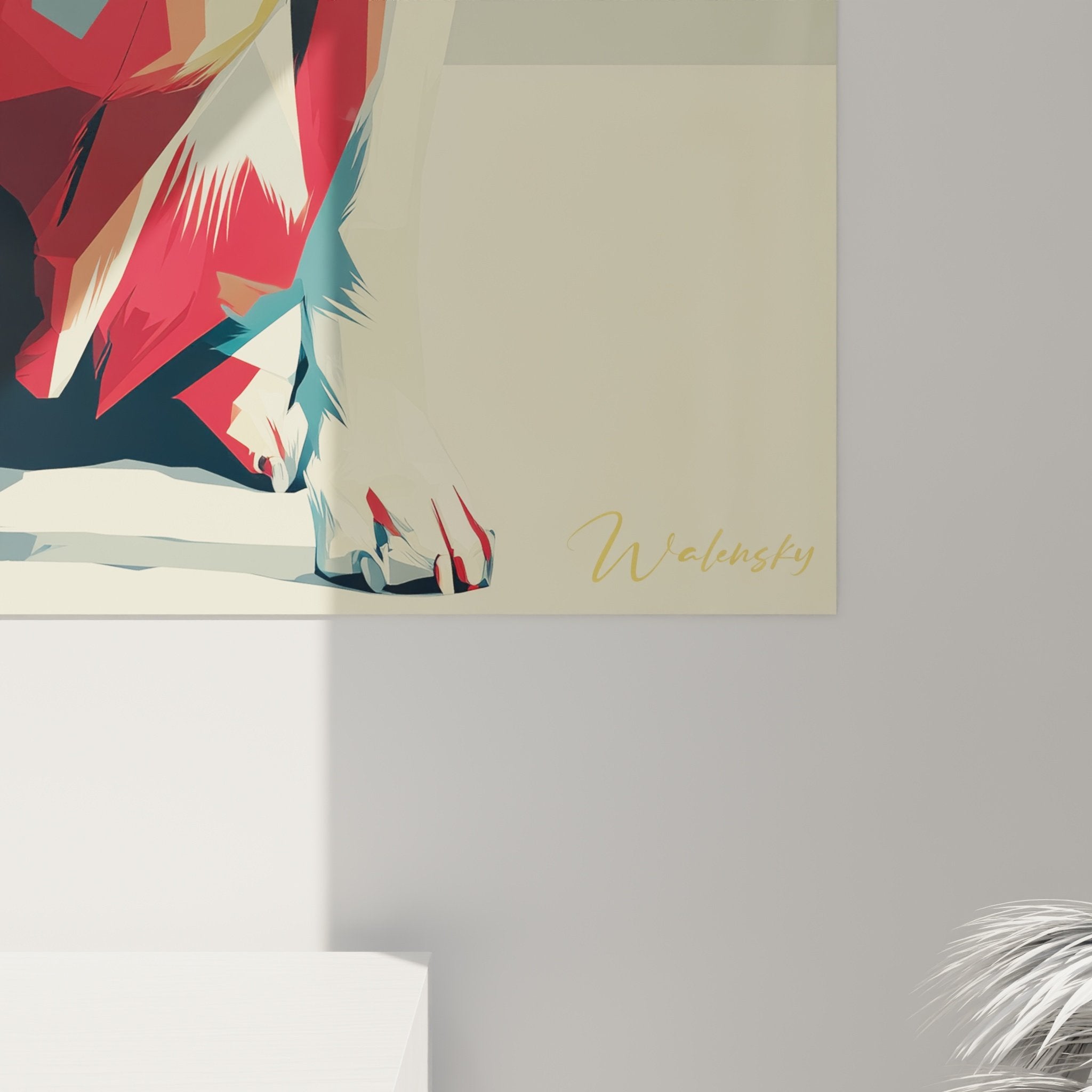 Full view multicolor bull terrier painting contemporary wall art interior decoration