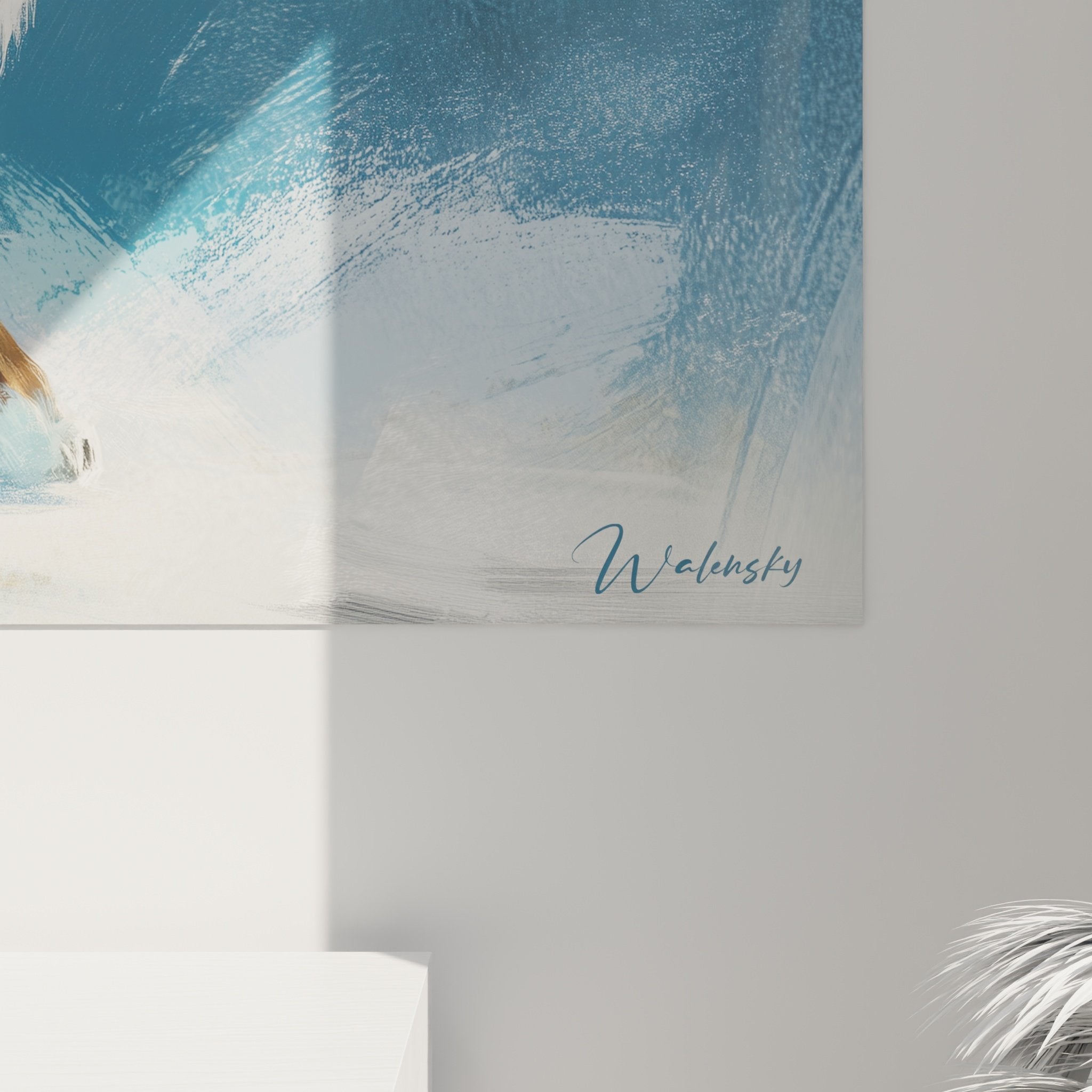 Overview dynamic Bernese Mountain Dog canvas contemporary canine art blue tones