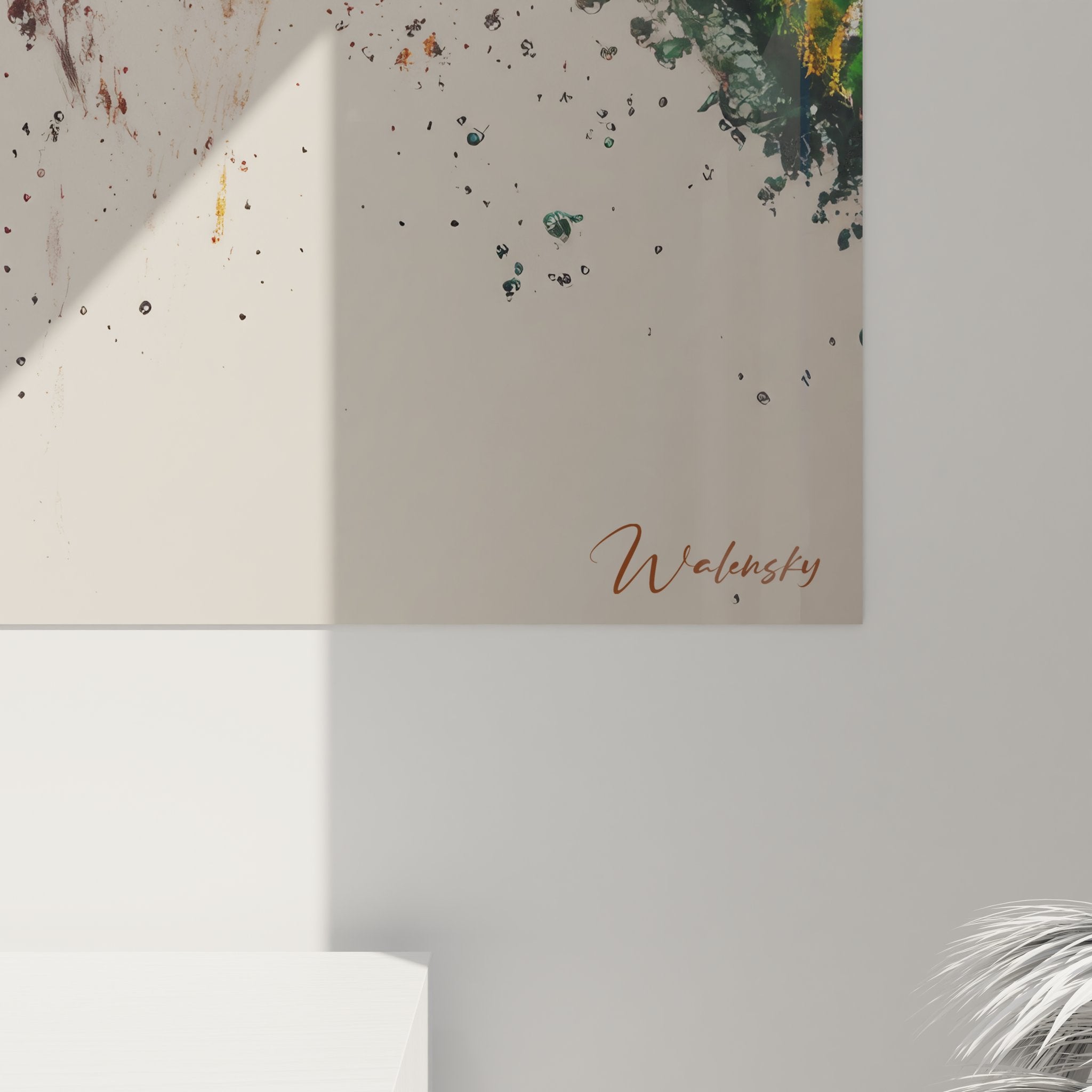 Vue d'ensemble tableau art génétique hélice ADN dans salon contemporain