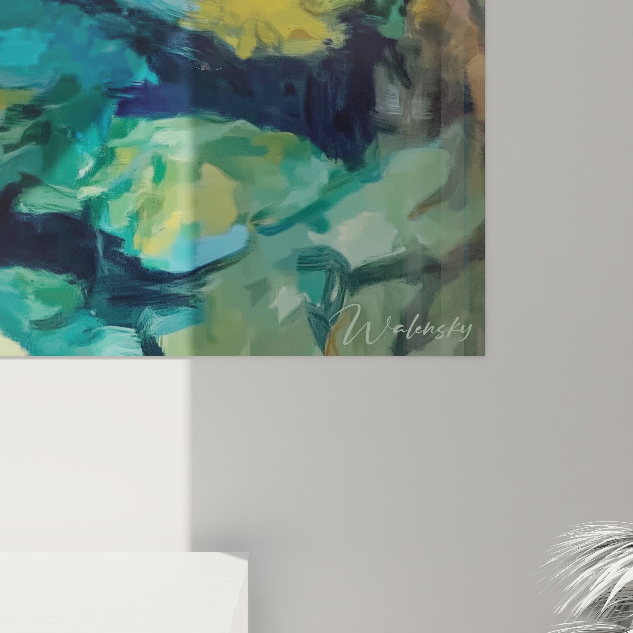 Vue ensemble tableau art grottes naturelles caverne souterraine lac cristallin décoration murale moderne