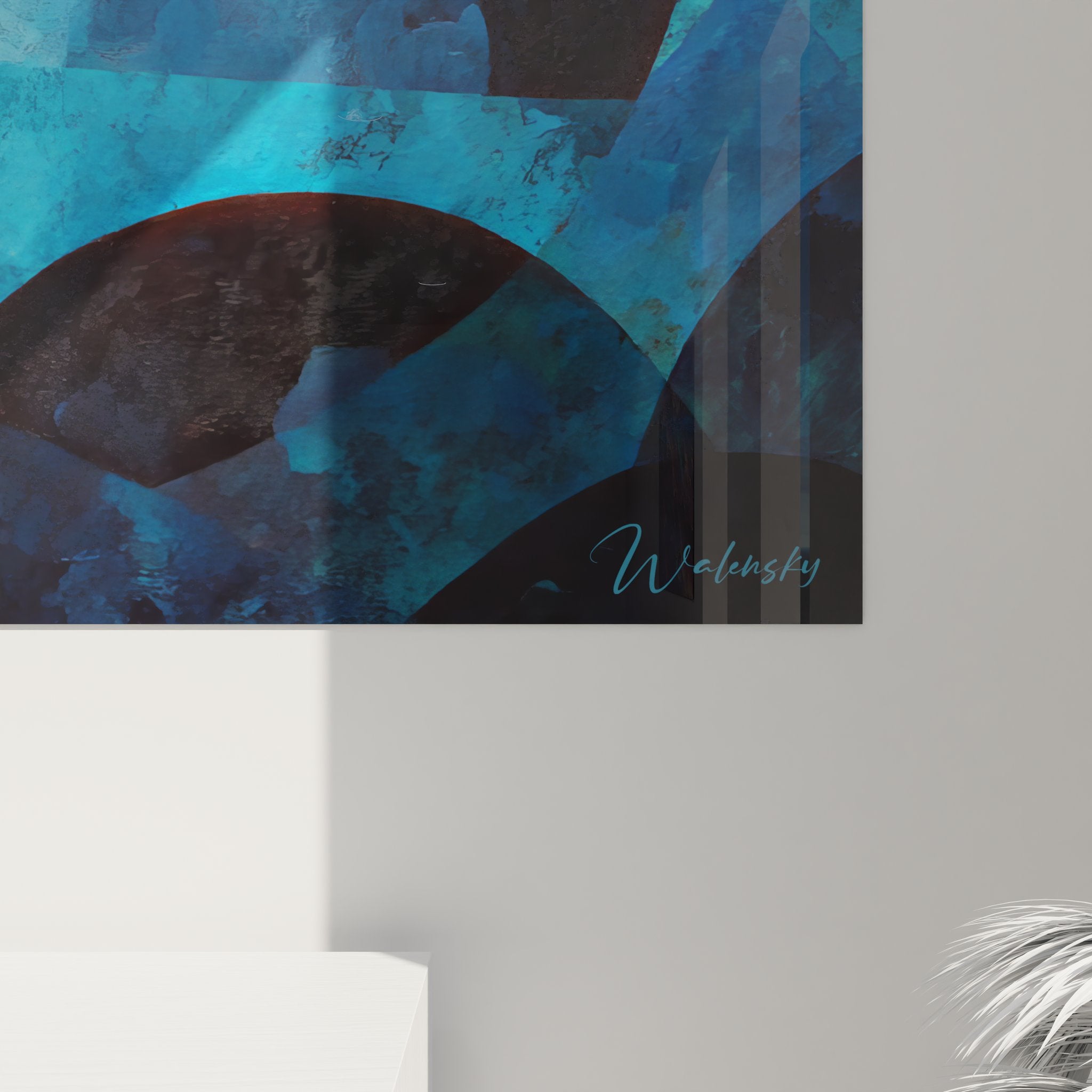 Vue ensemble tableau géométrique abstrait moderne aux multiples formes colorées pour art mural contemporain