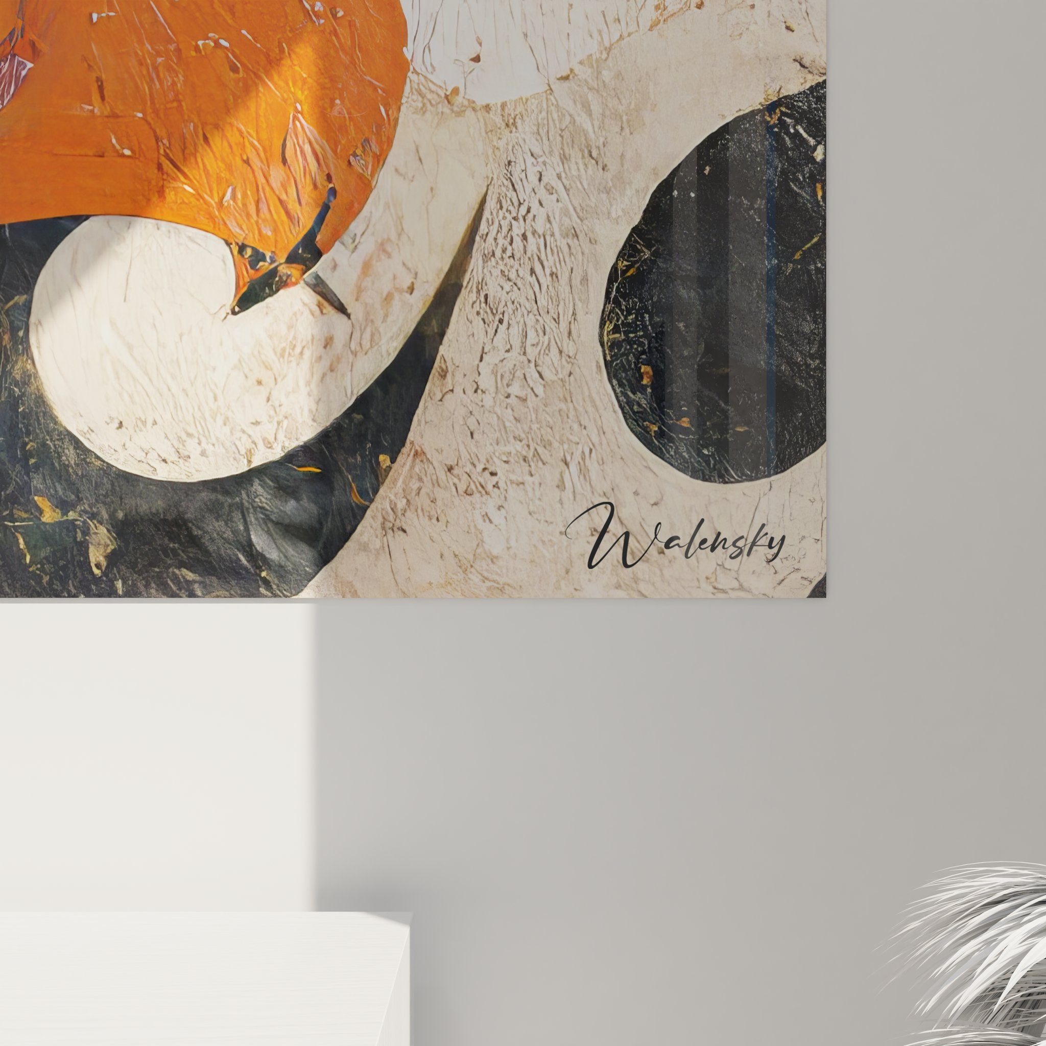 Vue ensemble tableau mural géométrique abstrait formes rondes colorées art contemporain déco moderne