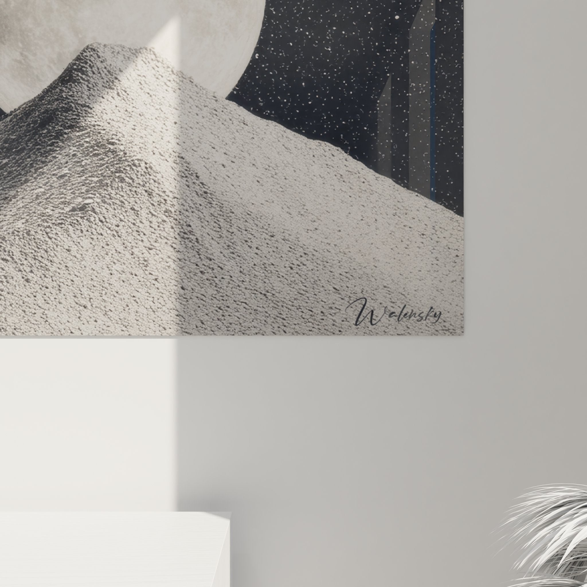 Vue ensemble tableau décoratif lune étoilée - Art mural espace pour décoration intérieure