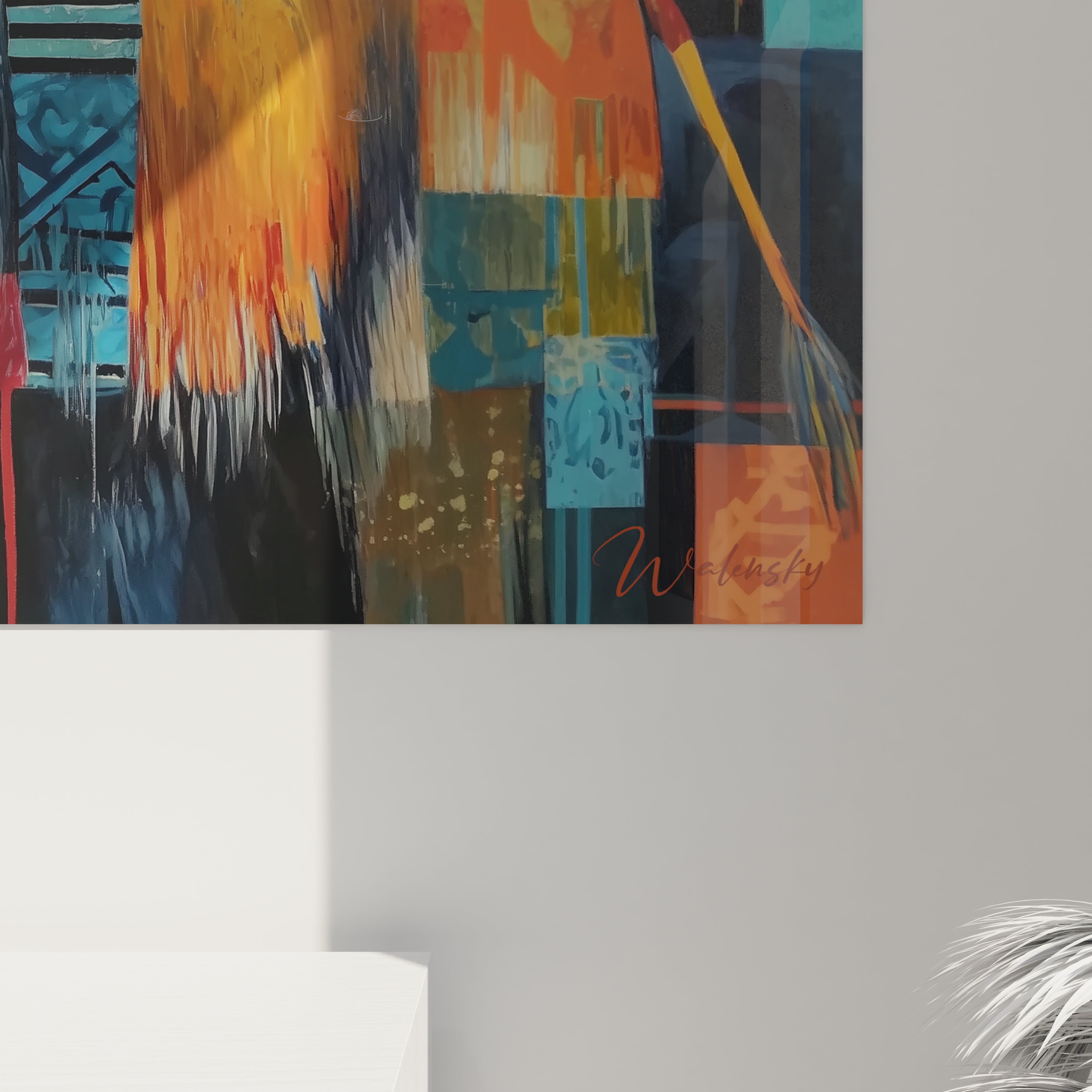 Übersicht Mammut-Gemälde Wandkunst dekoratives Kunstwerk zeitgenössischer Stil lebendige Farben