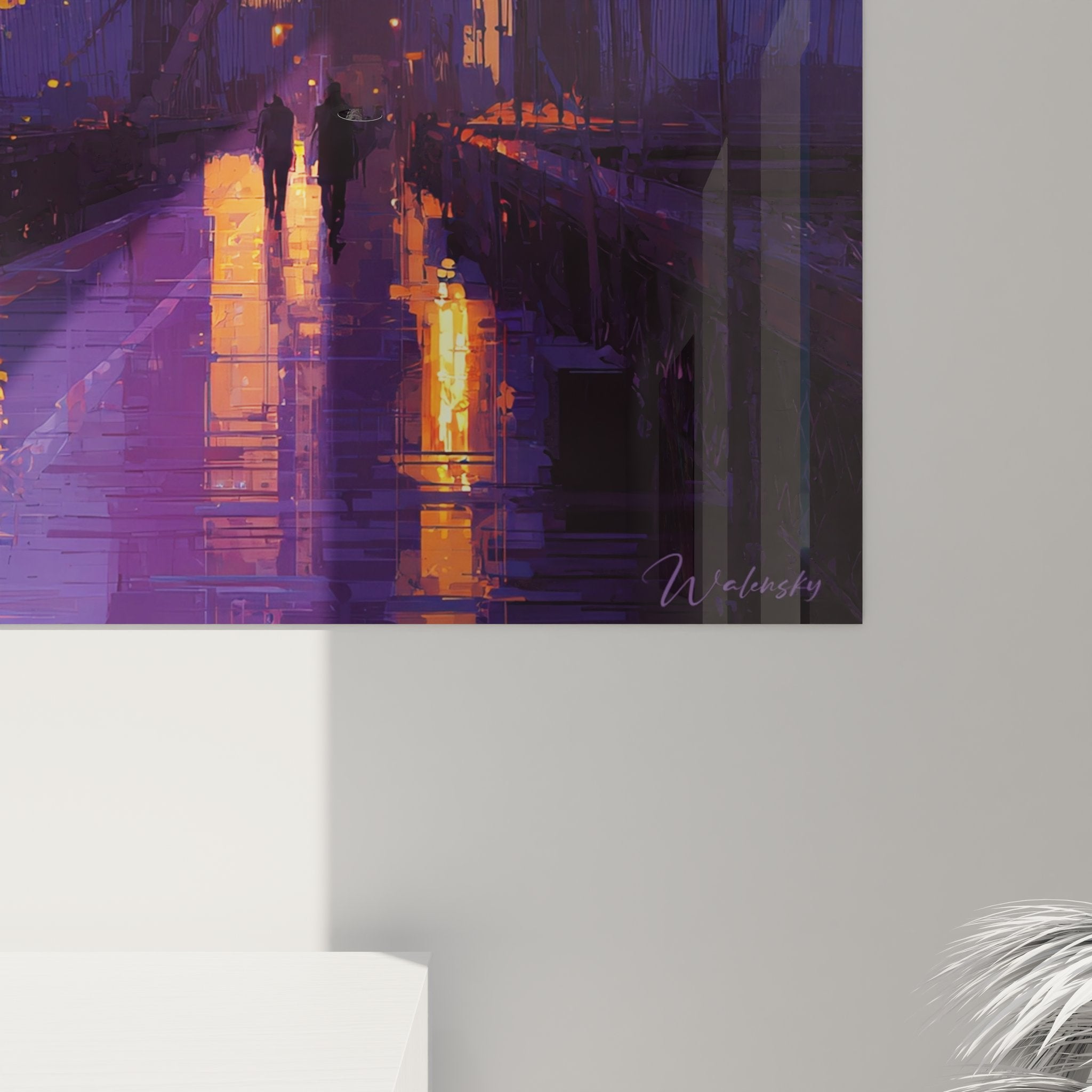 Vue ensemble tableau mural Brooklyn Bridge coucher soleil décoration murale New York