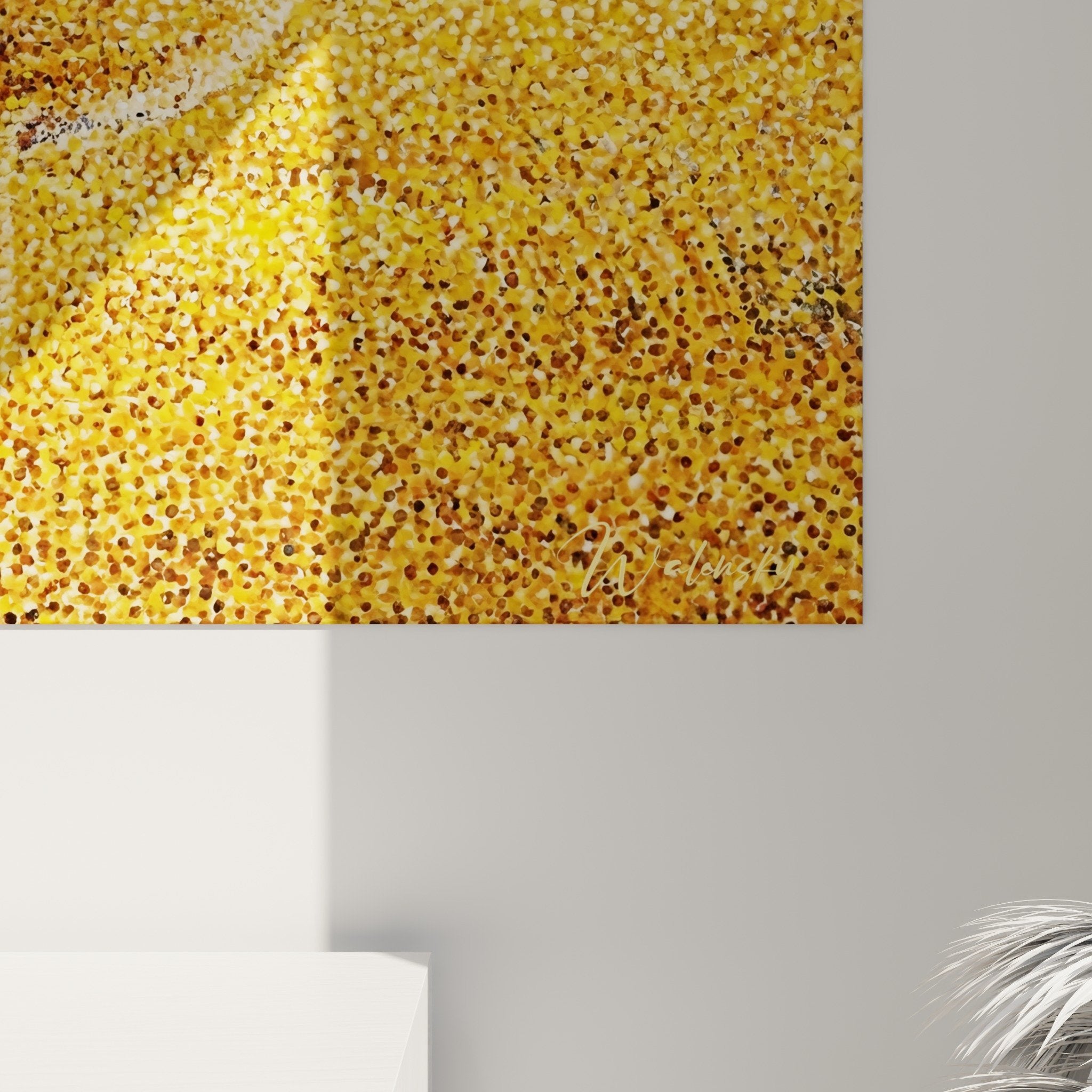 Pointillistisches Caracal-Gemälde Gesamtansicht Inneneinrichtung