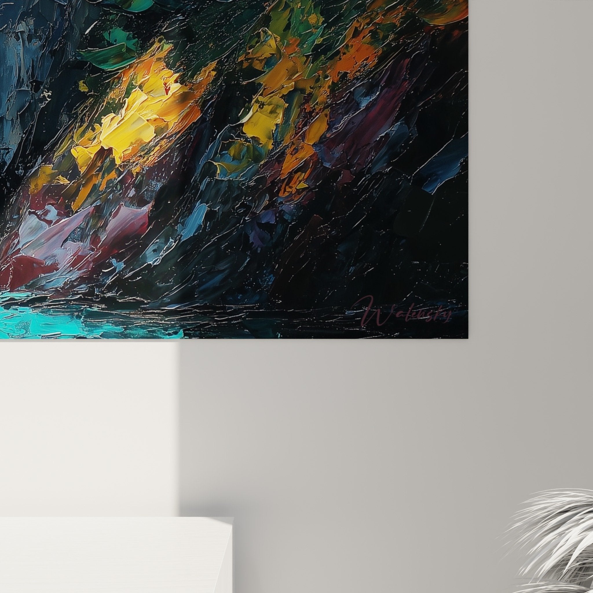 Overview panoramic waterfall wall art horizontal format - Feng shui North Water