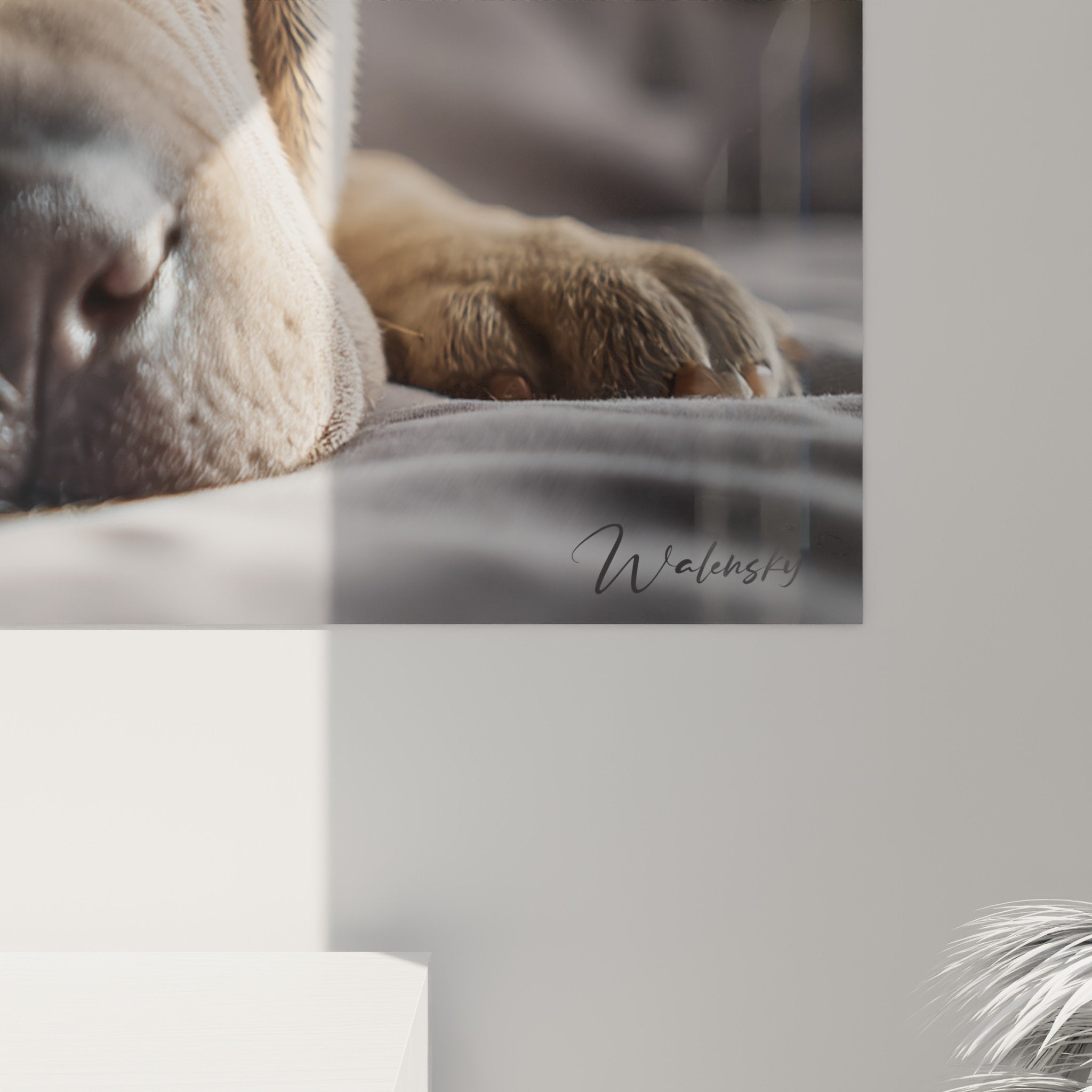 Vue d'ensemble tableau chien Shar Pei endormi, œuvre décorative style photographique intimiste