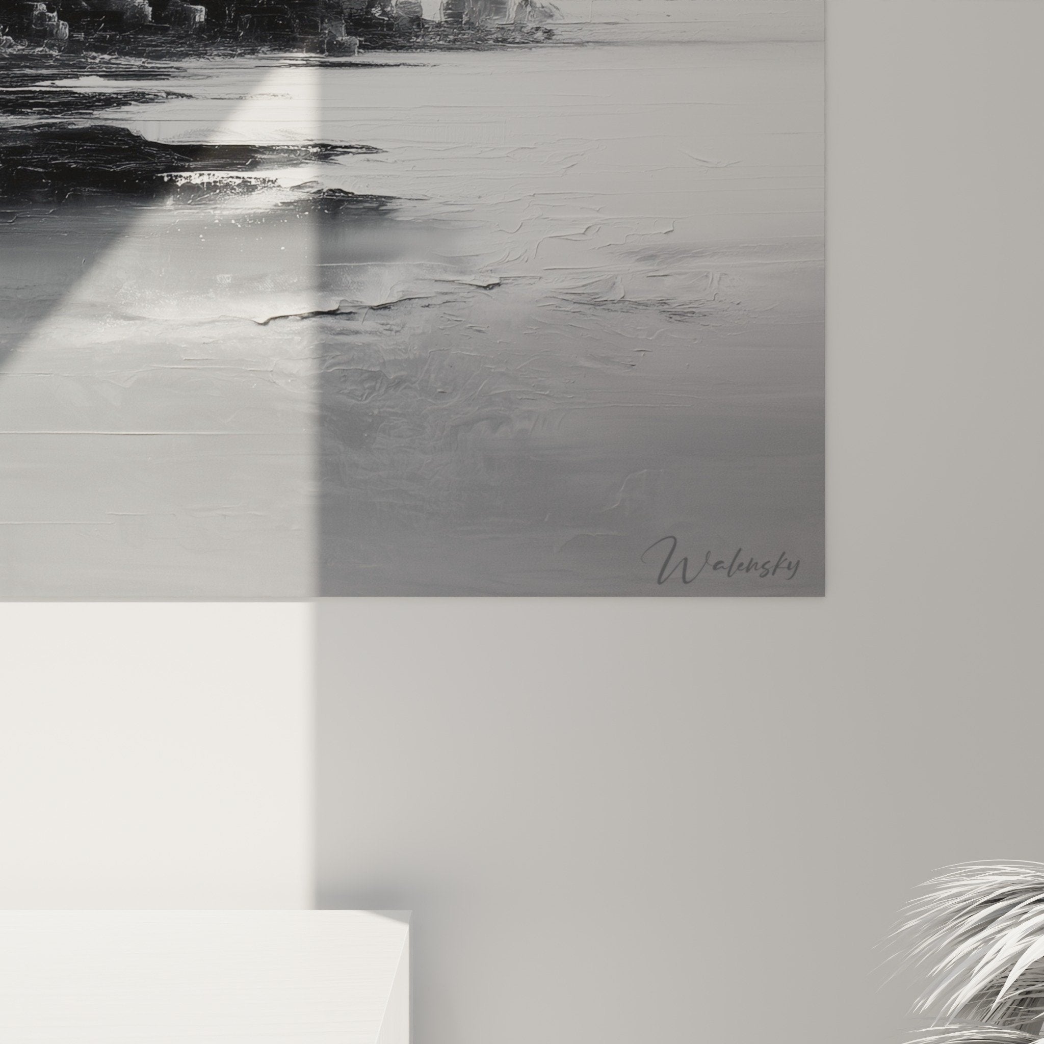 Gesamtansicht Gemälde mystische Zitadelle monochrom Feng-Shui-Dekoration Westen Metall