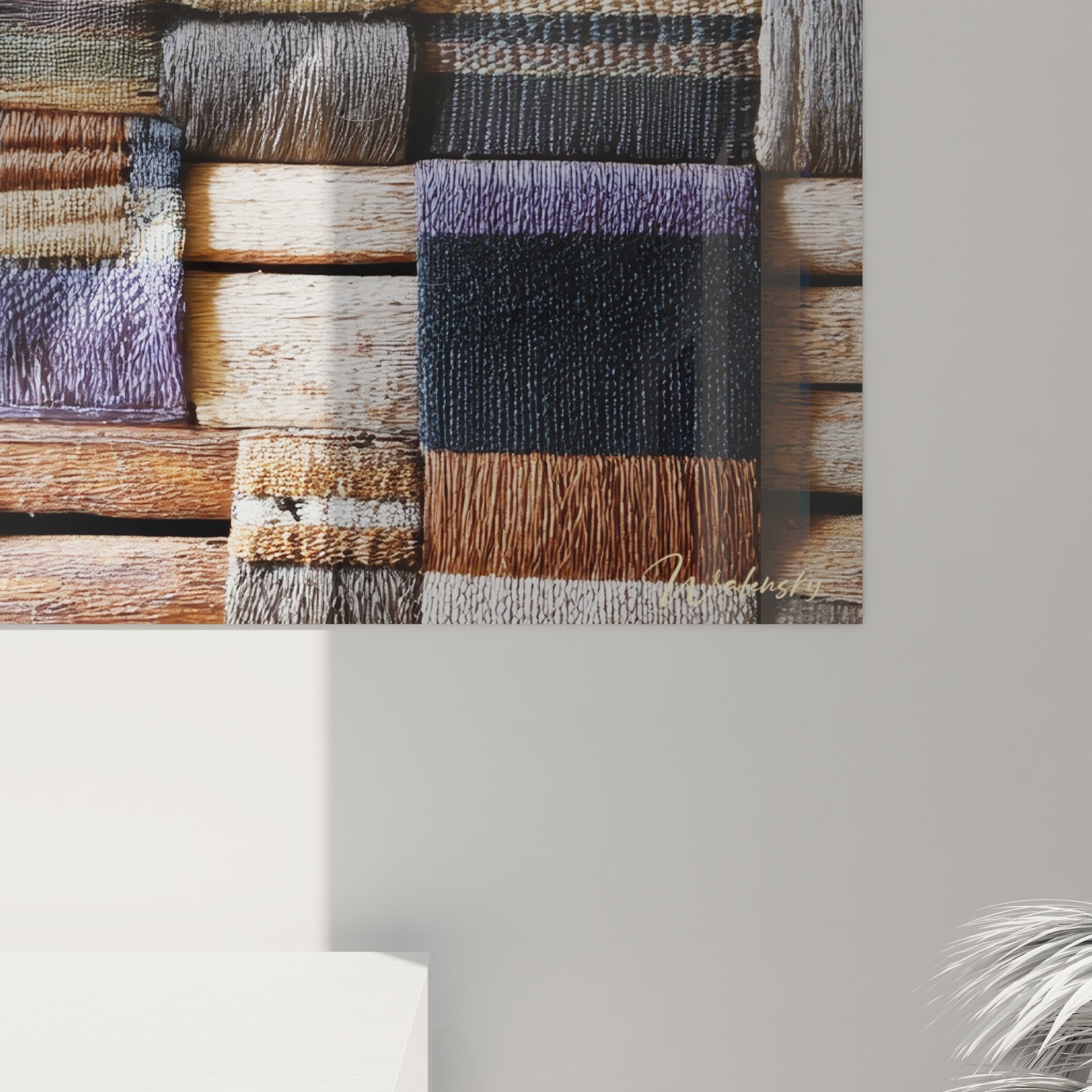 Vue ensemble collection textiles d'Afrique traditionnels arrangés mosaïque décorative