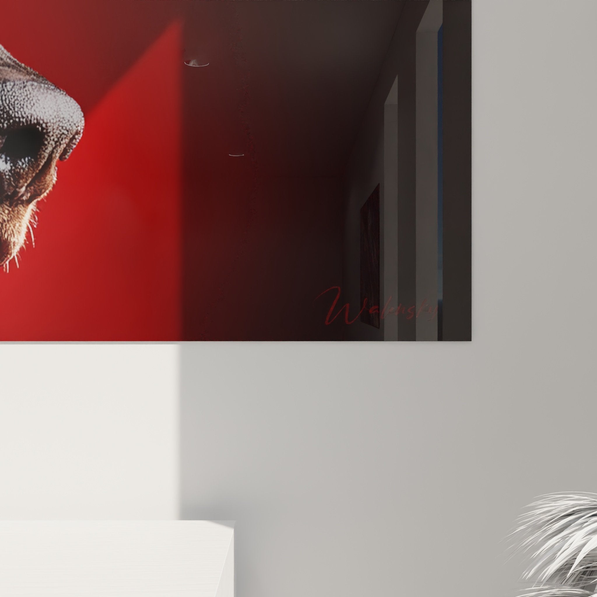 doberman painting wall view living room modern decoration black red dog portrait contemporary art home