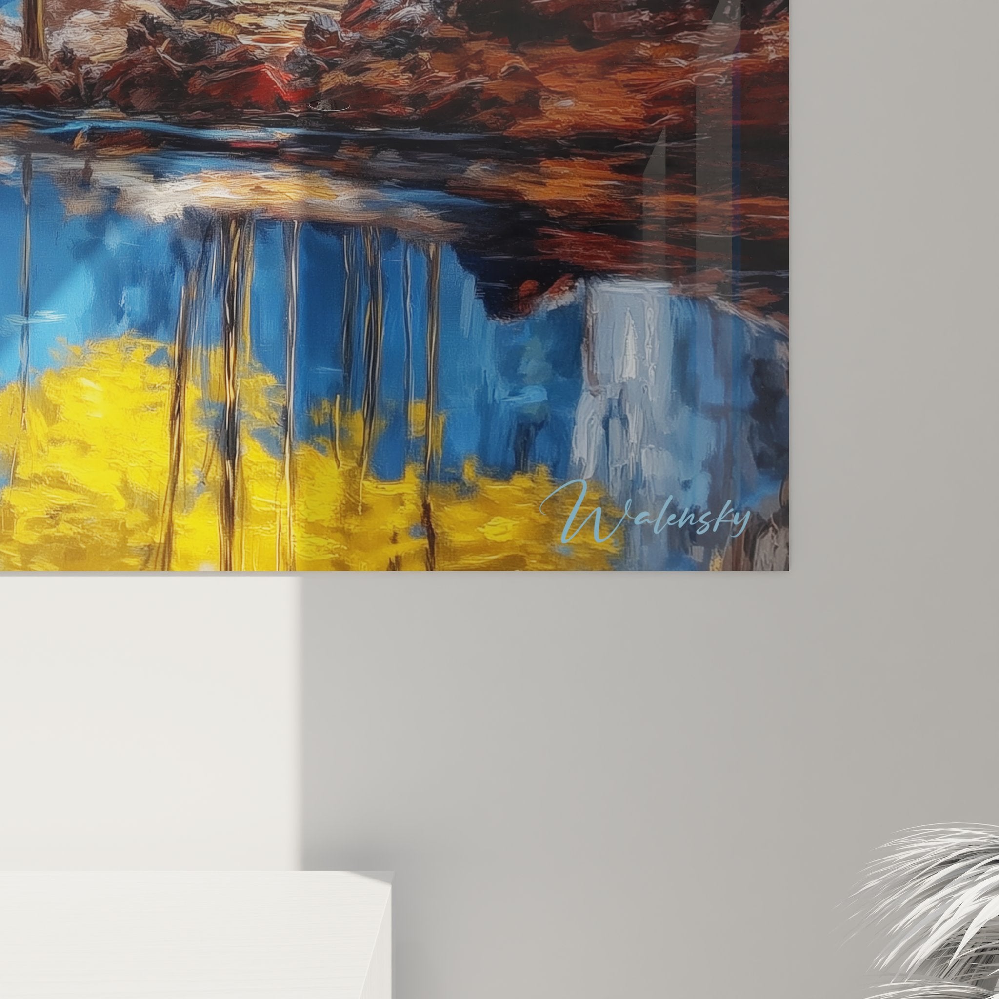 Vue ensemble tableau décoratif grotte naturelle cenote avec arbre doré et voûte rocheuse