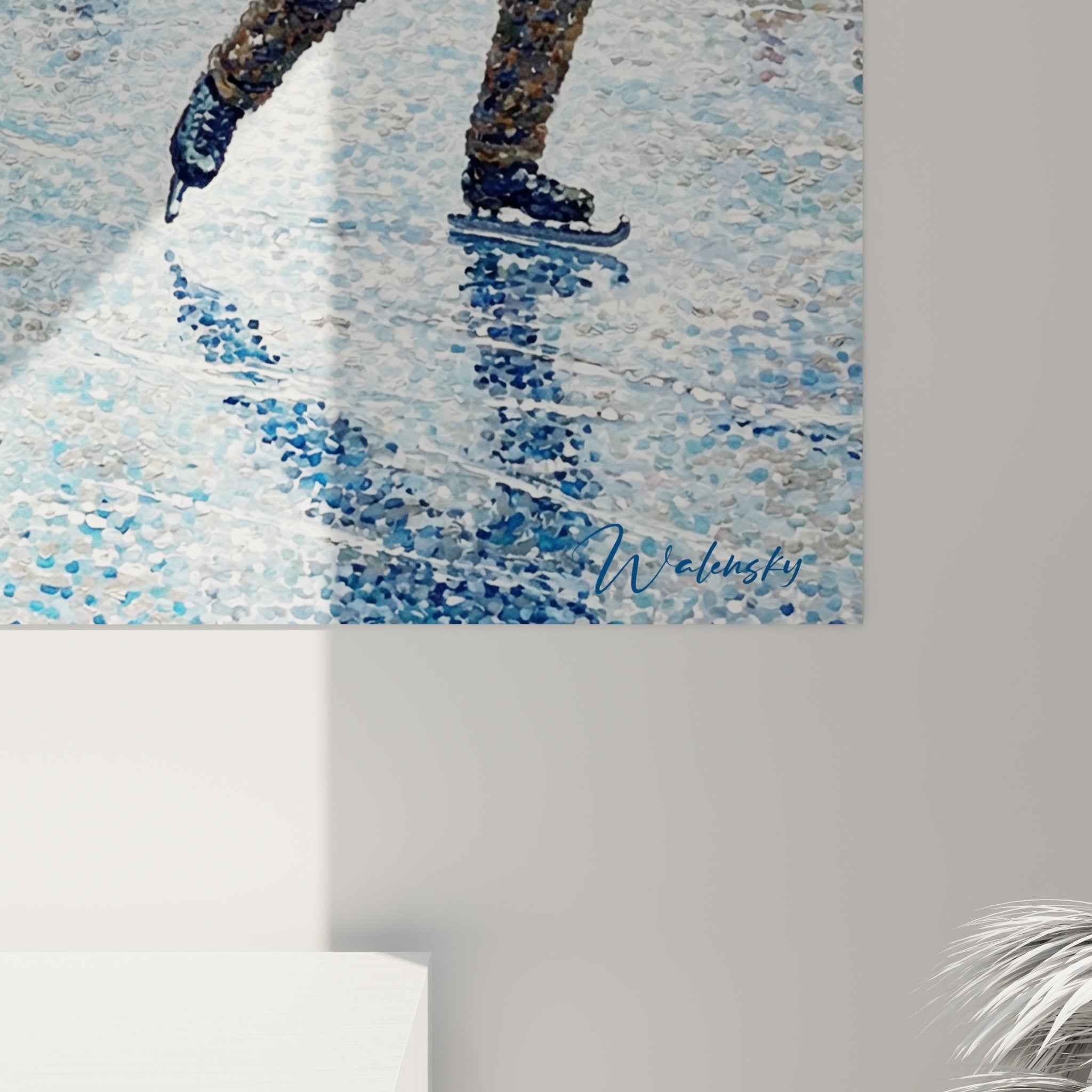 Vue d'ensemble tableau Keeshond village hollandais hiver moulins traditionnels patineurs arrière-plan