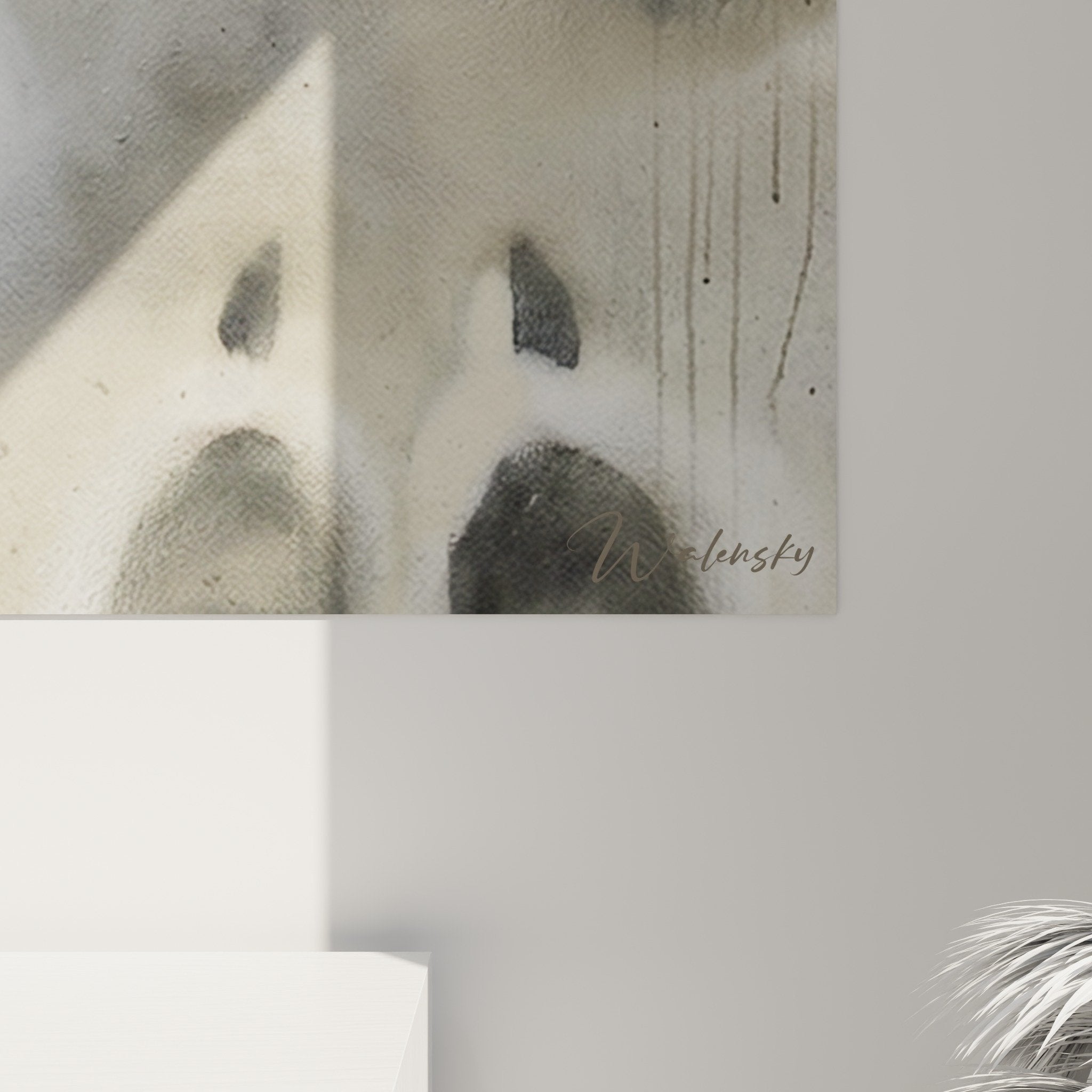Vue ensemble tableau Landseer décoration murale chien fidèle empreintes mystiques art contemporain tons naturels