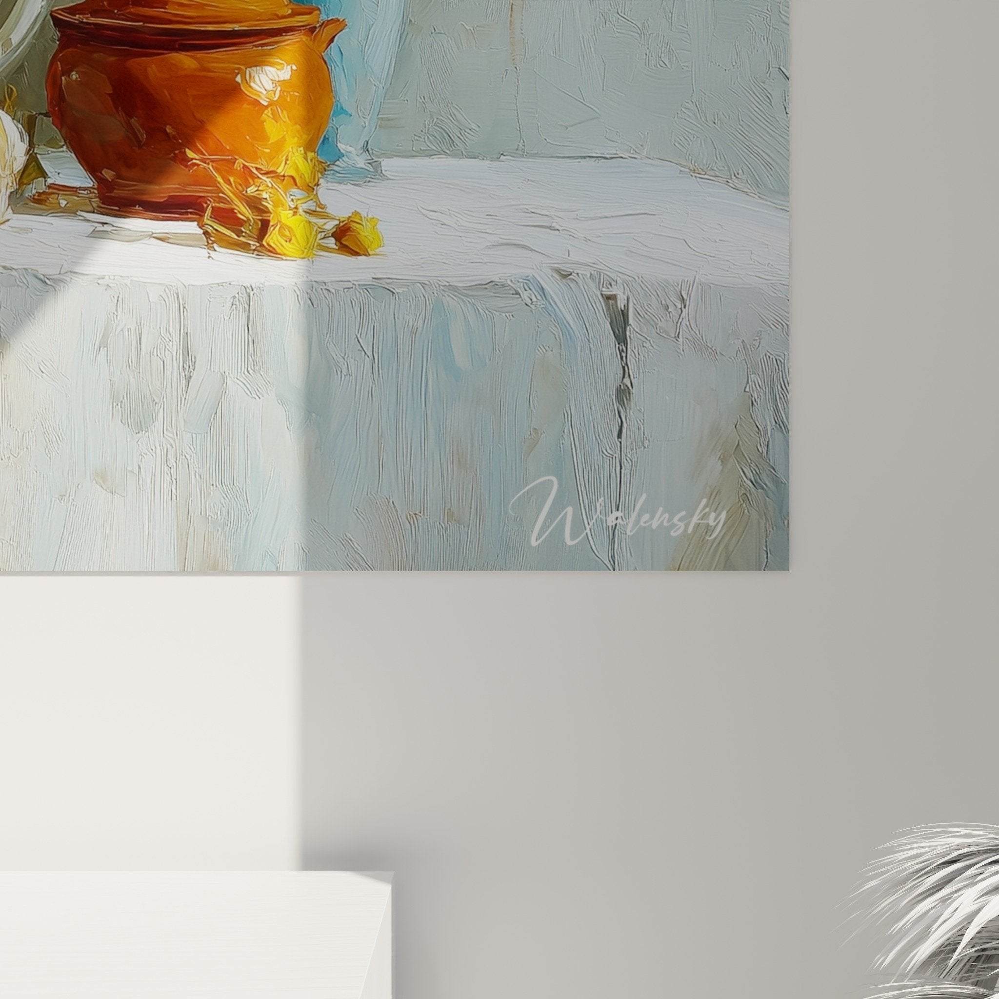 Overall view still life teapot roses artistic composition interior decoration classic style