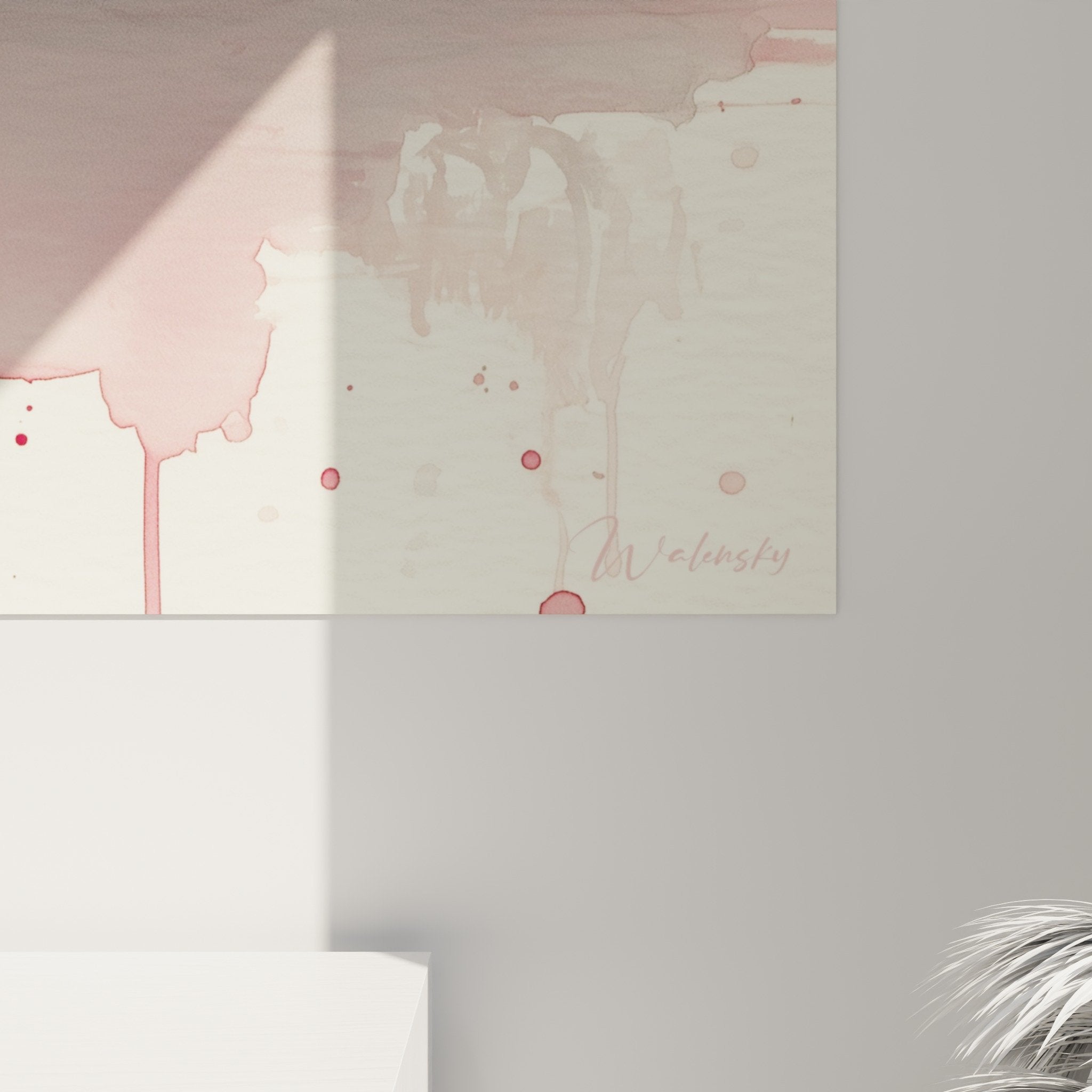complete composition pagoda gray-blue rocks pink cherry blossoms clouds watercolor zen