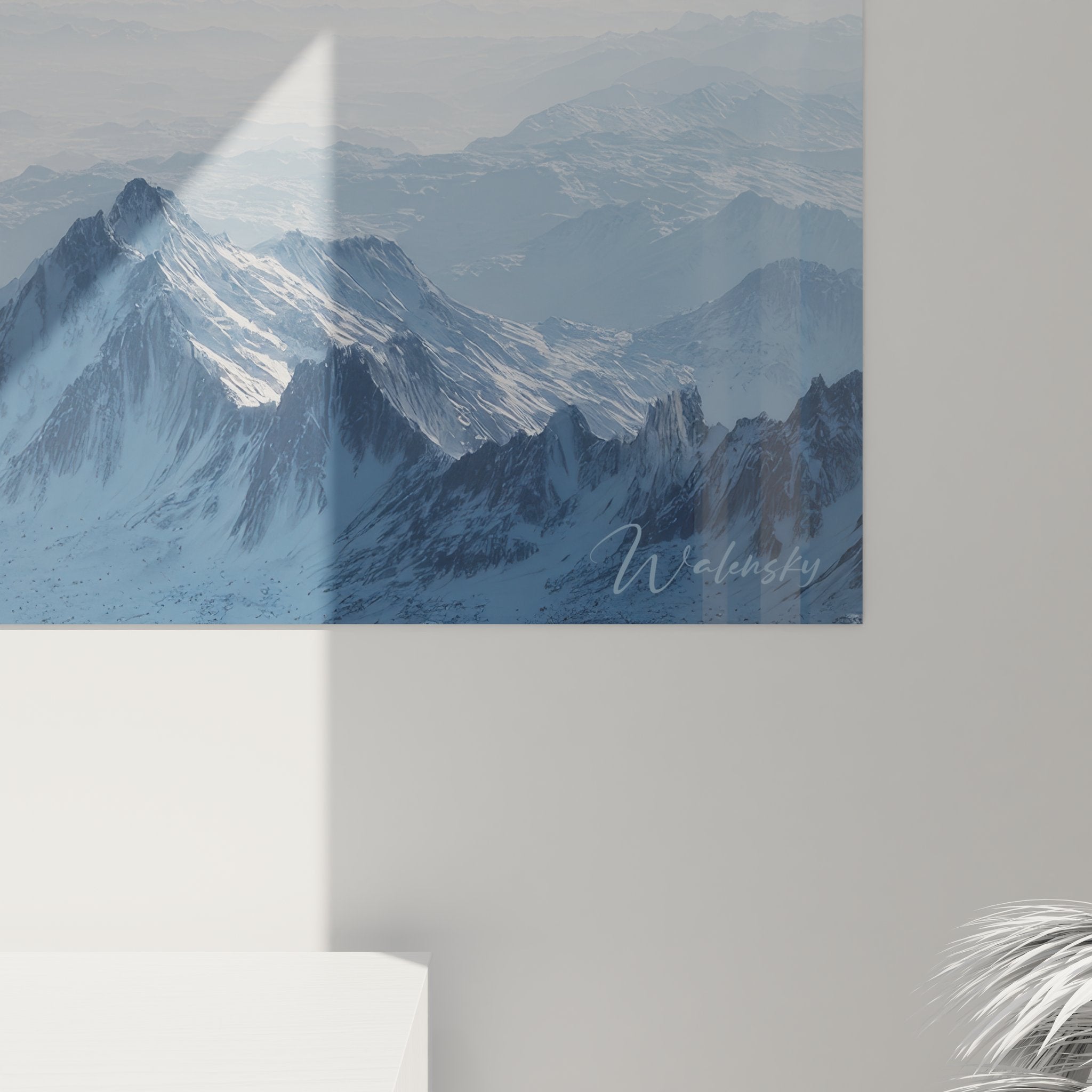 Vue d'ensemble du tableau spatial avec paysage alien complet, montagnes et horizon cosmique