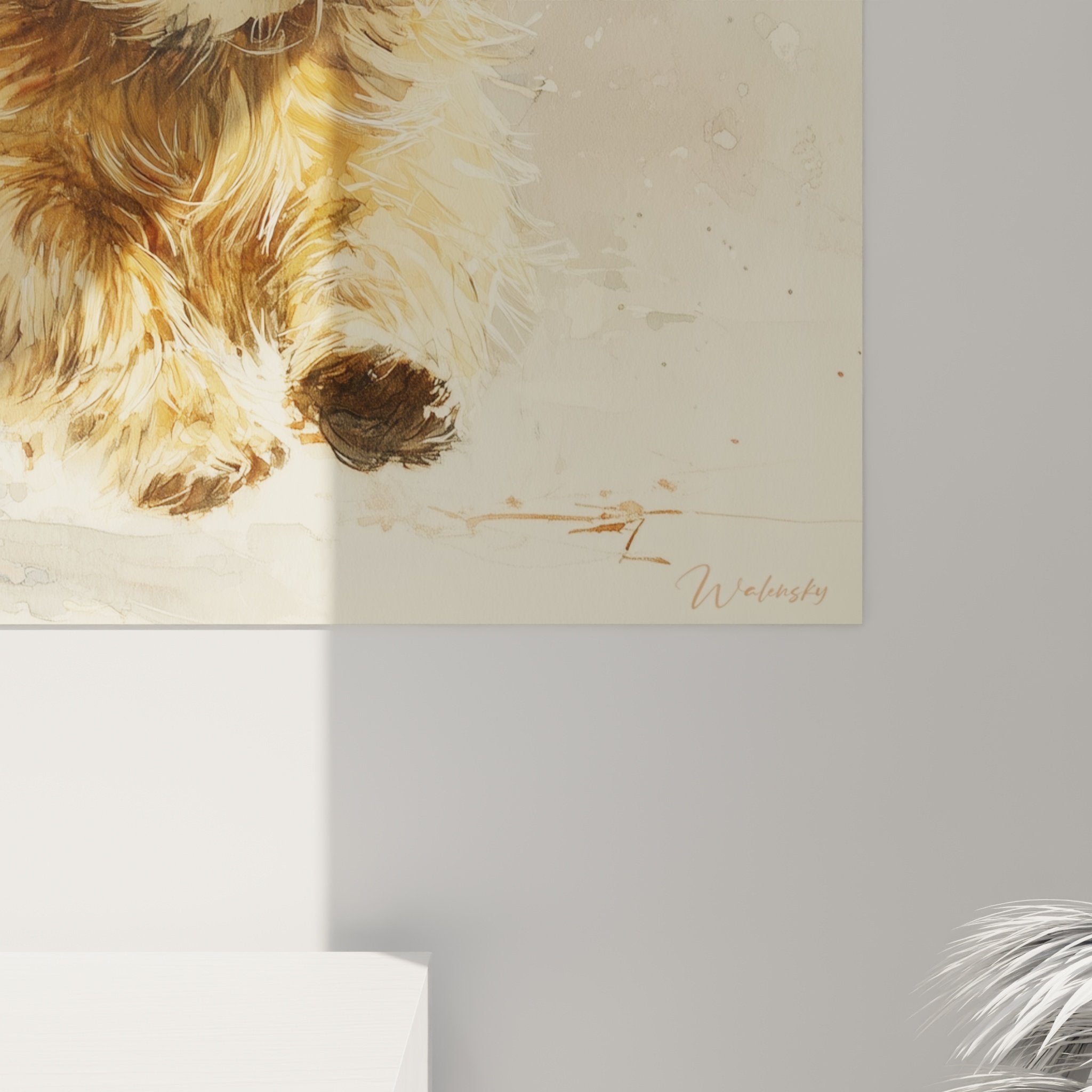 Porträtübersicht Cairn Terrier Aquarell Innenausstattung Tierkunst Beige Töne