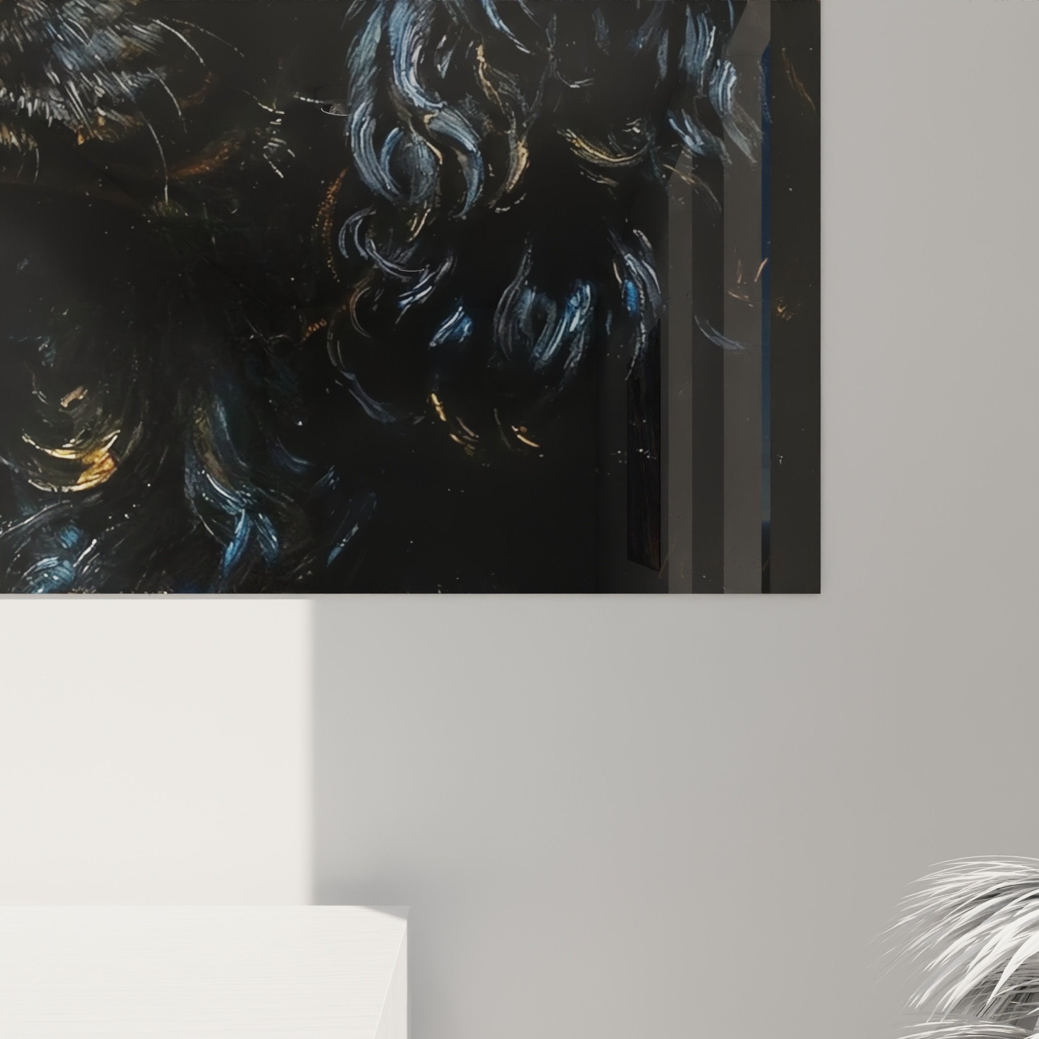 Full view portrait black english cocker wall art interior decoration elegant