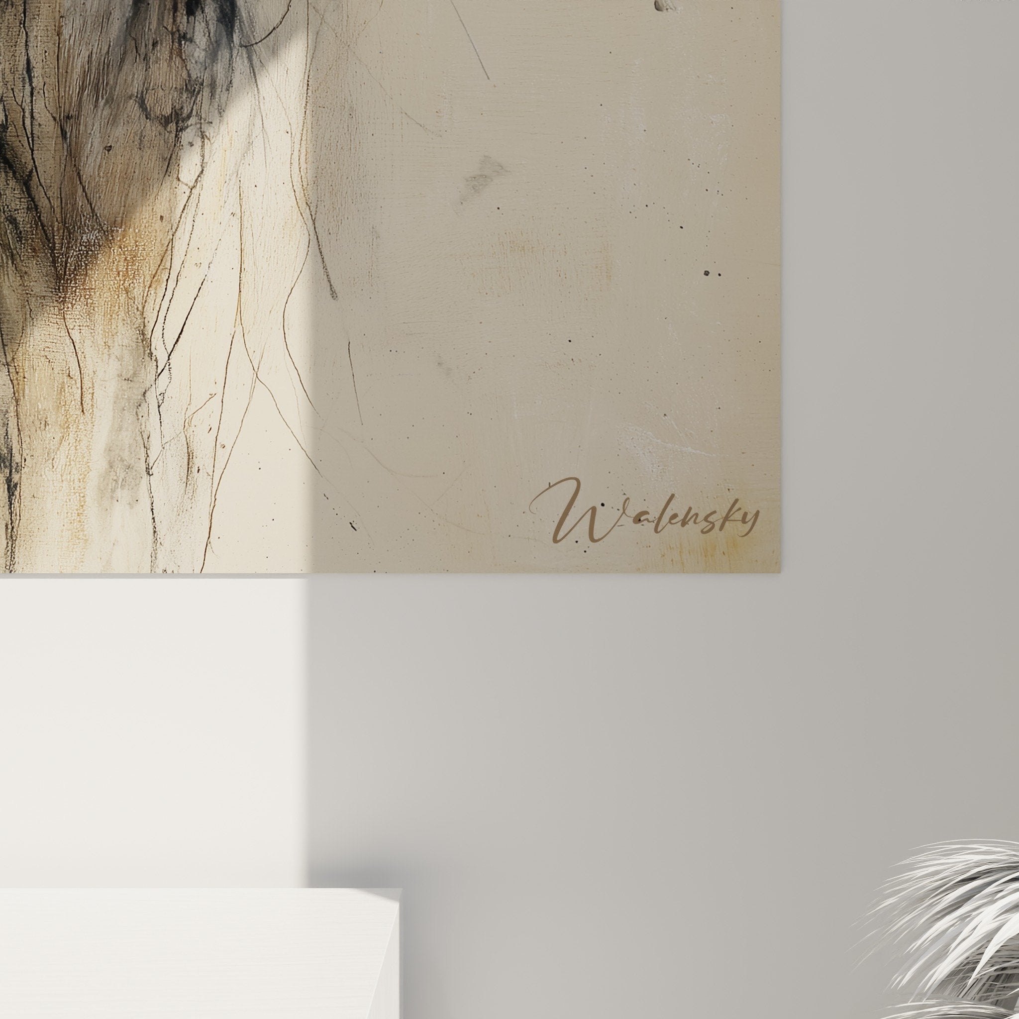 Vue d'ensemble tableau Deerhound gris, format vertical, encadrement moderne, style contemporain