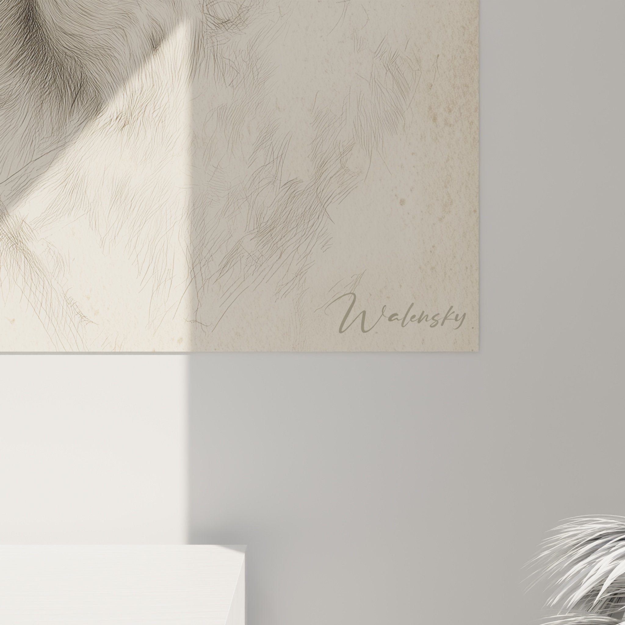 Porträtübersicht Bernhardiner, ausgewogene Komposition, natürliche Farbpalette, elegante Wanddekoration