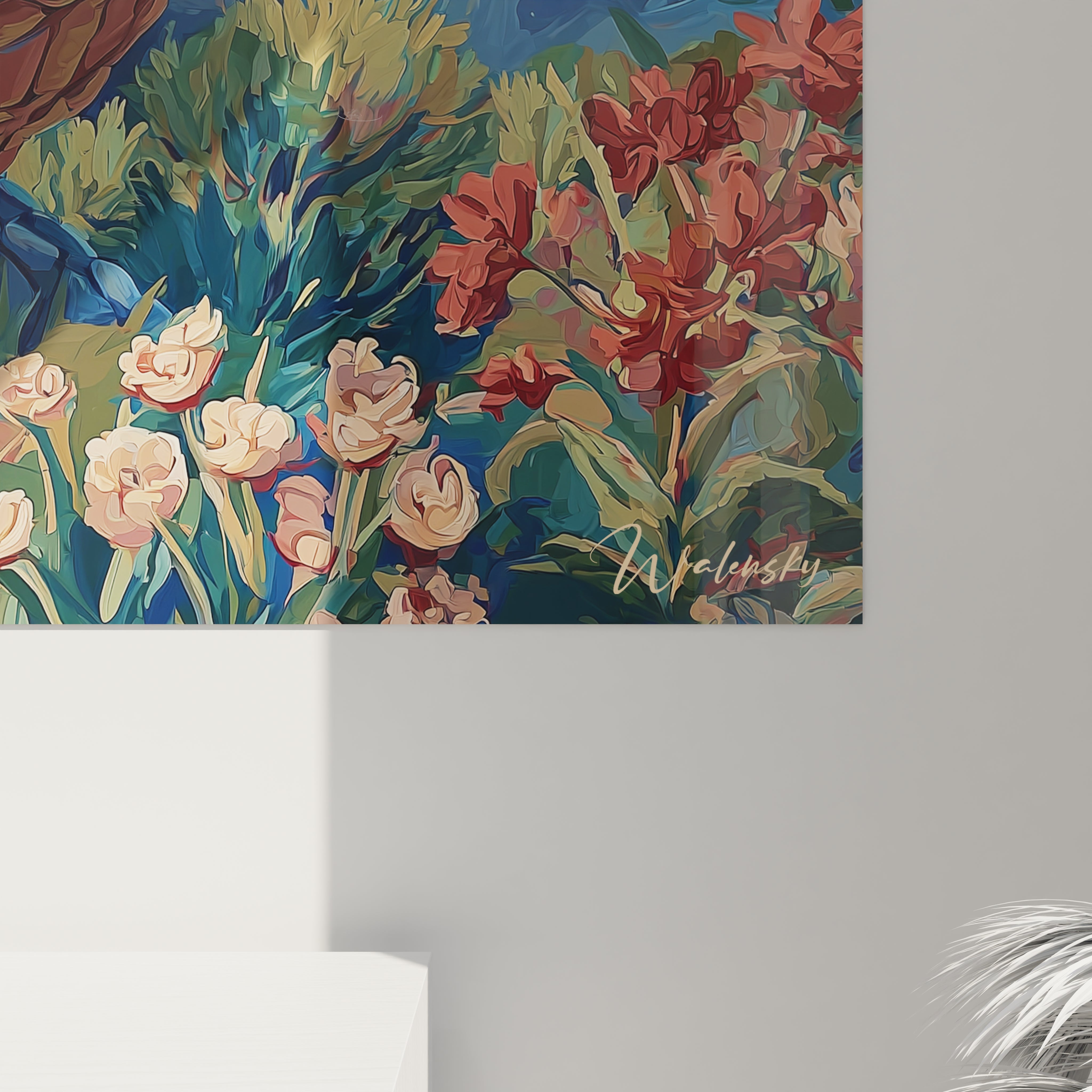 Vue d'ensemble tableau Scutosaurus dans décor naturel avec végétation luxuriante du Permien