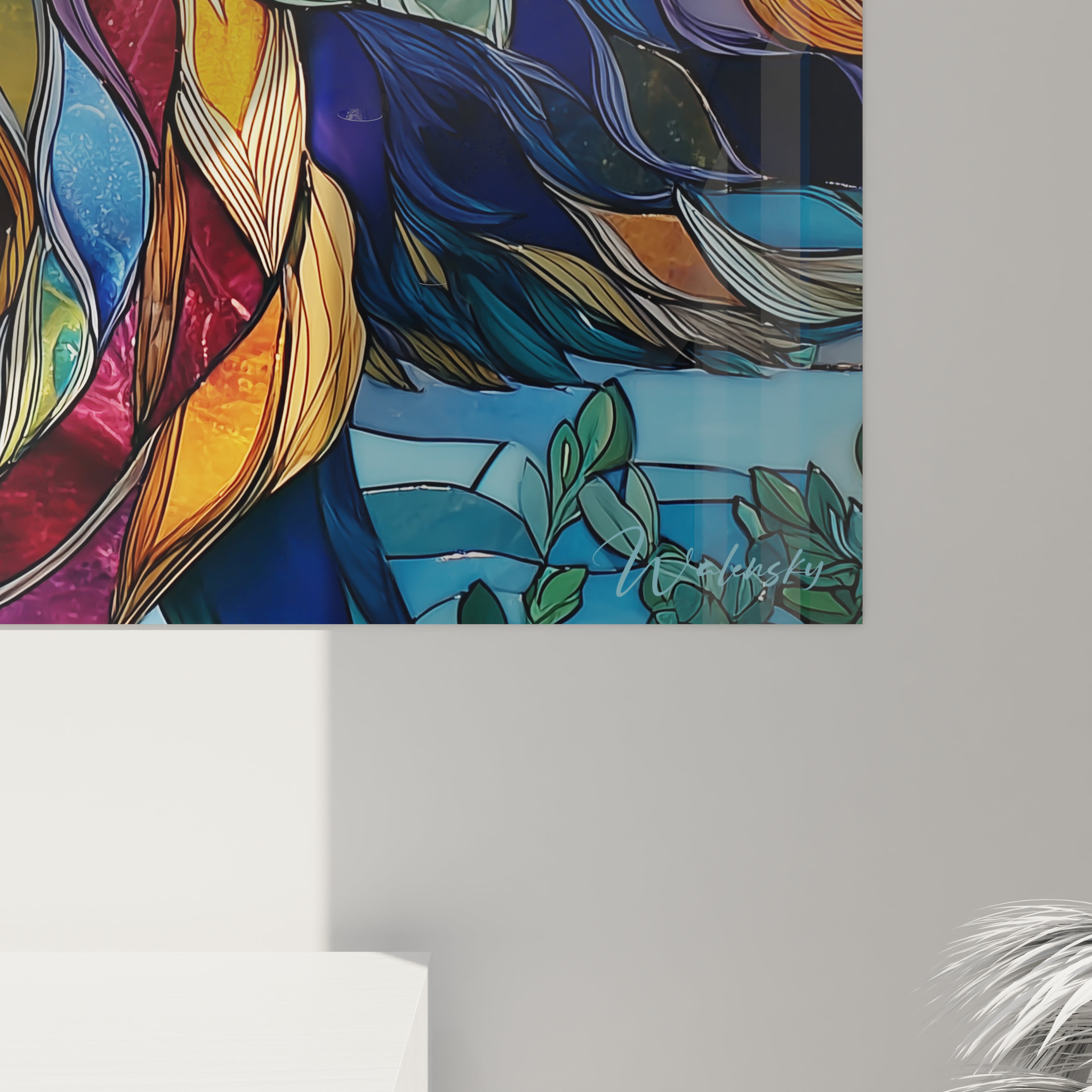 Vue ensemble tableau Andrewsarchus mosaïque coloré décoration murale art équestre moderne