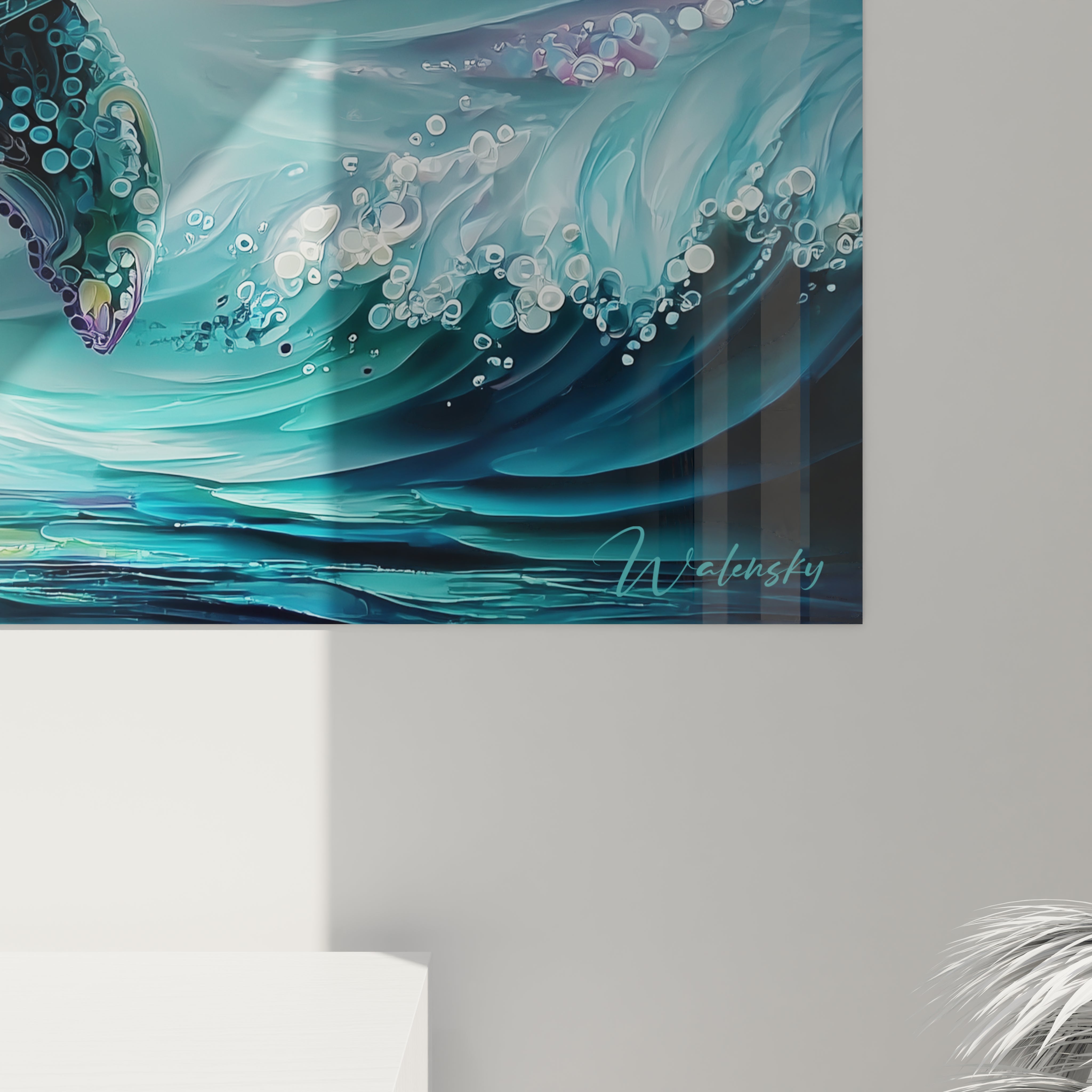 Vue ensemble tableau Mégalodon vagues, art mural océan complet édition Mégalodon