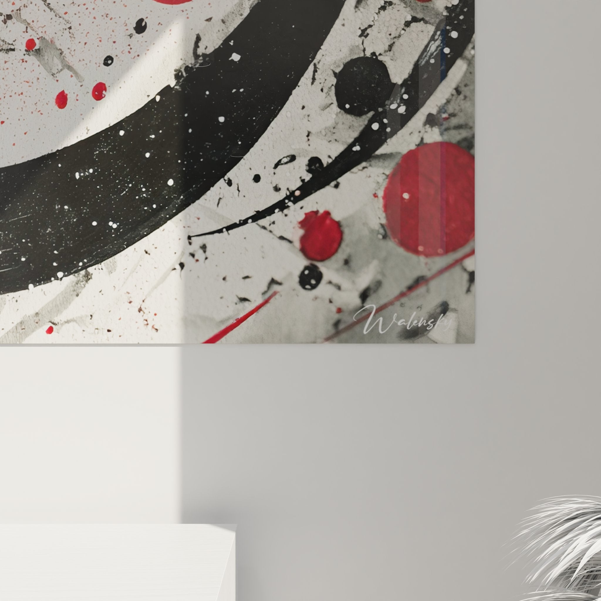 Vue ensemble tableau peinture abstraite dynamique art mural contemporain décoratif