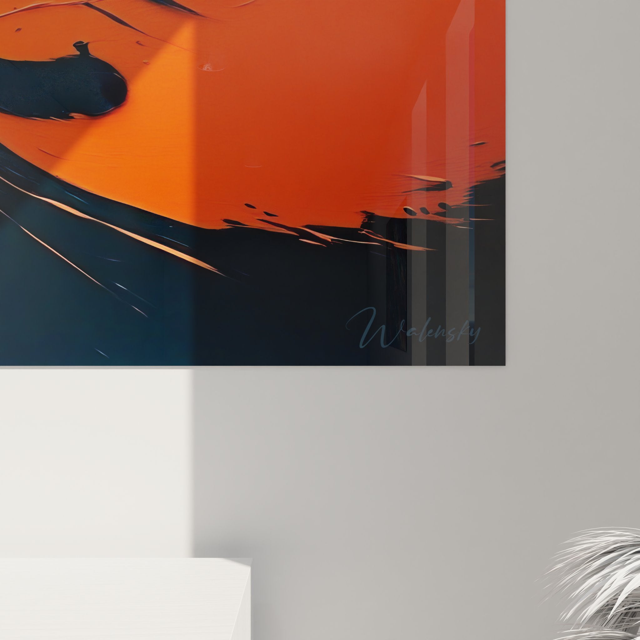 Vue d'ensemble tableau abstrait dynamique, composition complète art contemporain minimaliste