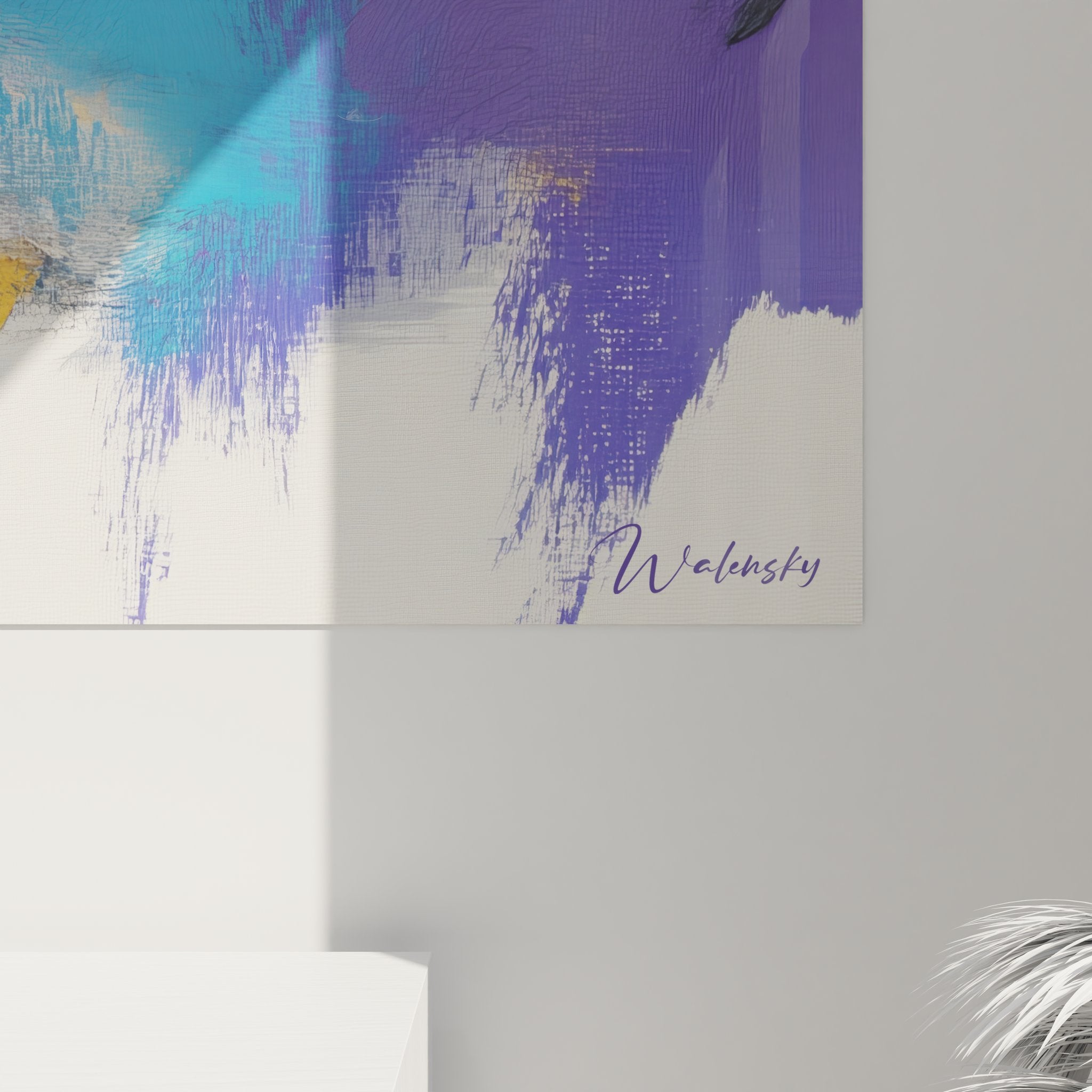 Vue ensemble tableau abstrait expressif moderne décoration murale contemporaine colorée