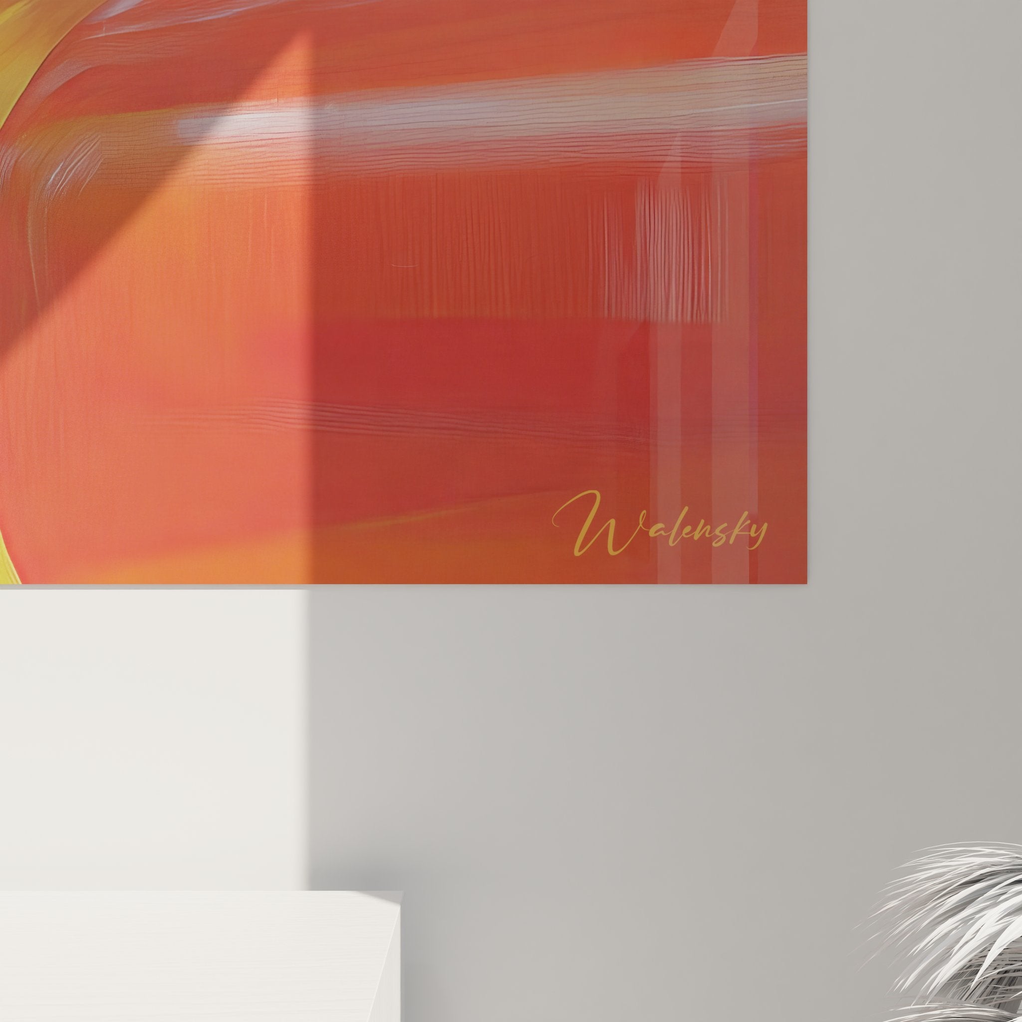 Vue ensemble tableau abstrait géométrique mural art moderne décoration intérieur