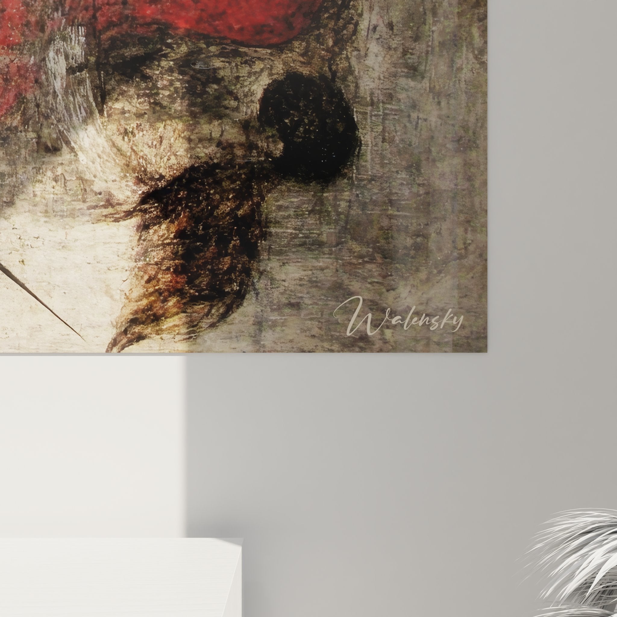 Vue ensemble tableau abstrait formes dynamiques colorées composition moderne art mural décoratif contemporain