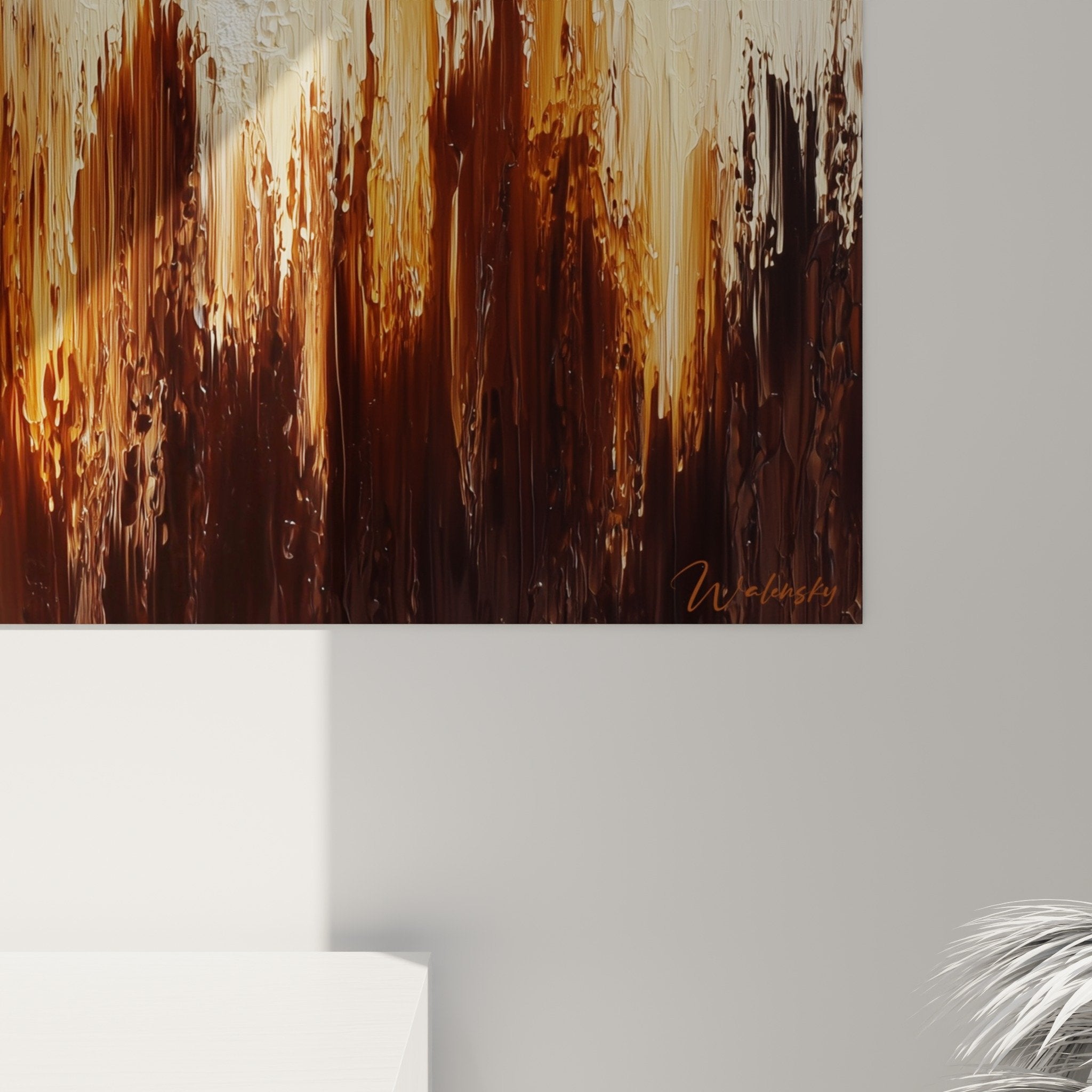 Overview abstract textured wall art painting natural earth tones white contemporary feng shui earth decoration