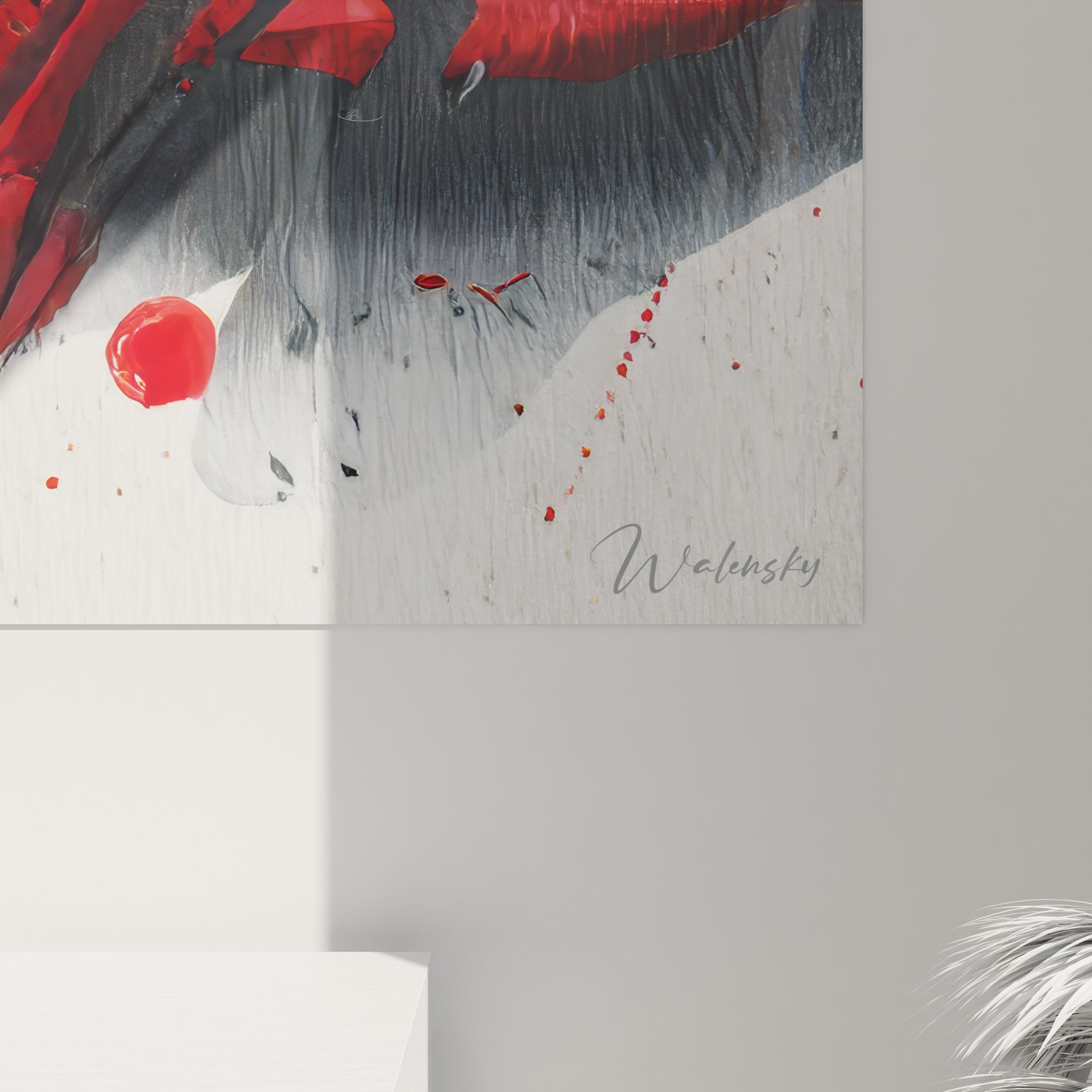 Vue ensemble tableau abstrait expressionniste rouge noir pour décoration murale moderne
