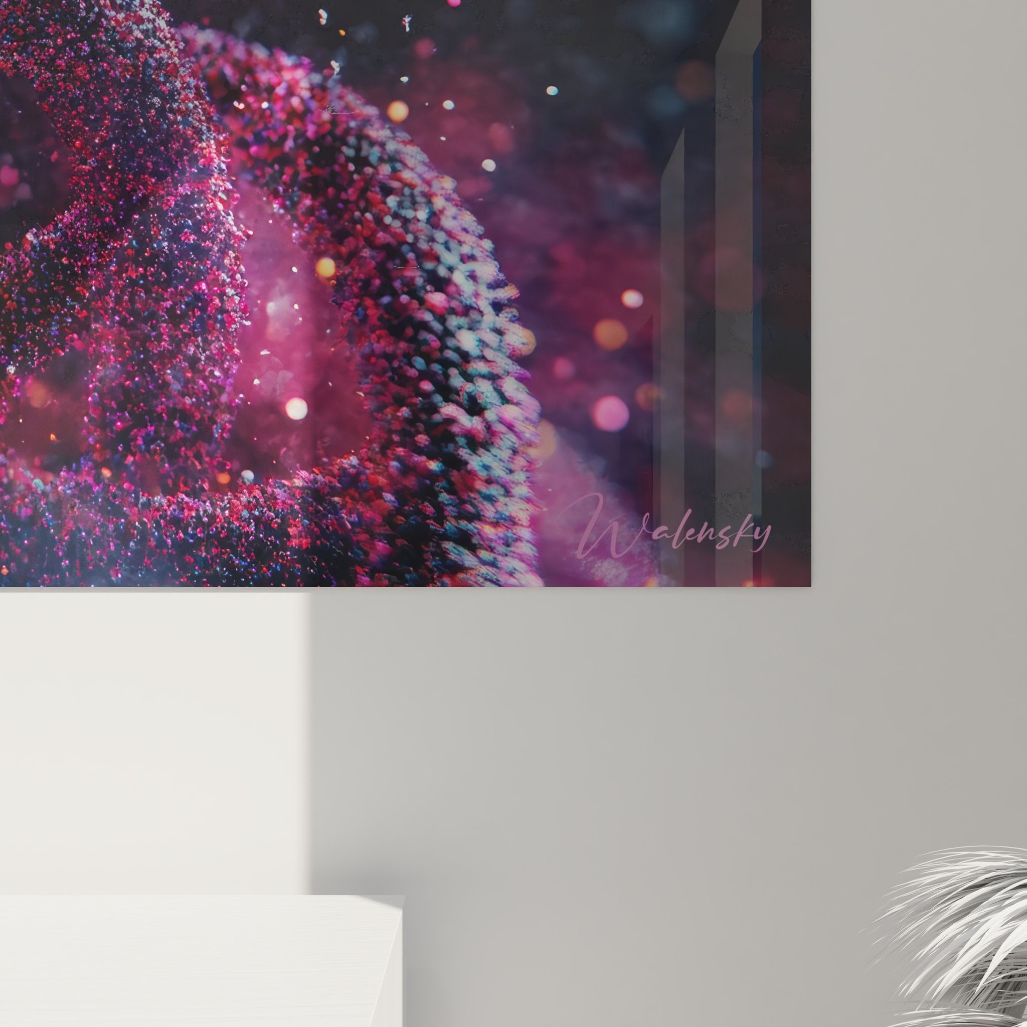 Vue ensemble tableau mural ADN cosmique double hélice spatiale décoration moderne