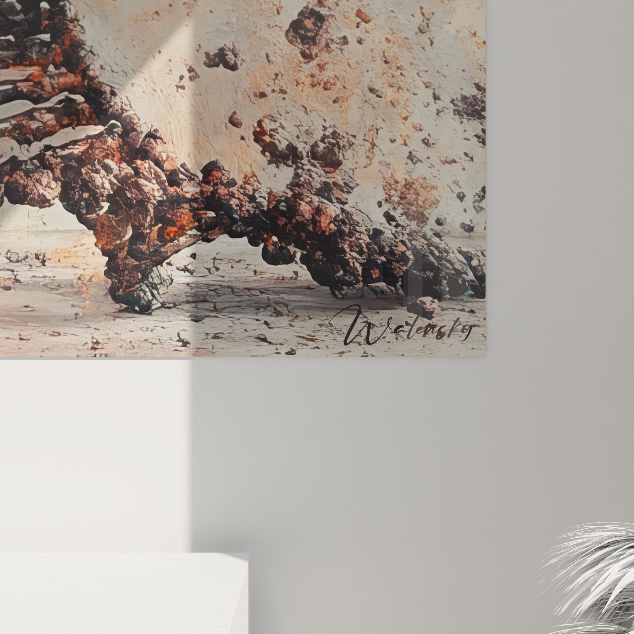 Vue ensemble tableau mural ADN spirale décomposition décoration intérieure art génétique contemporain