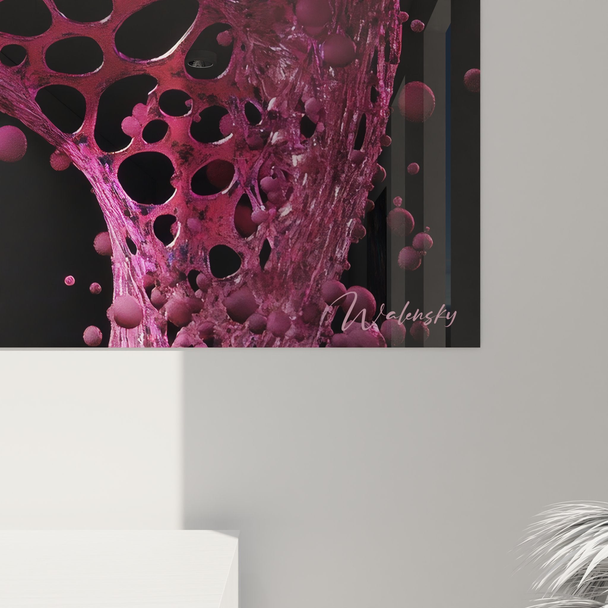 Vue ensemble tableau mural ADN génétique rose décoration murale art scientifique