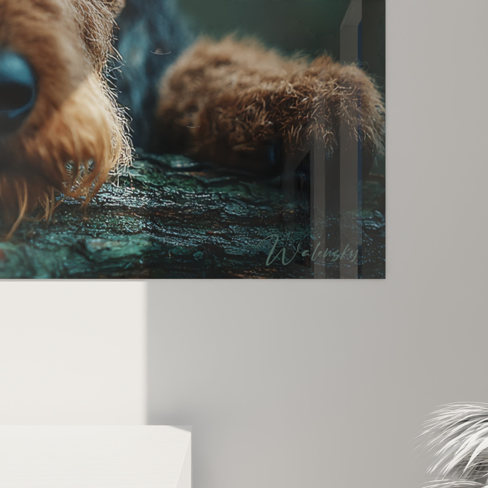 Airedale Terrier wall art in modern living room interior design contemporary animal art