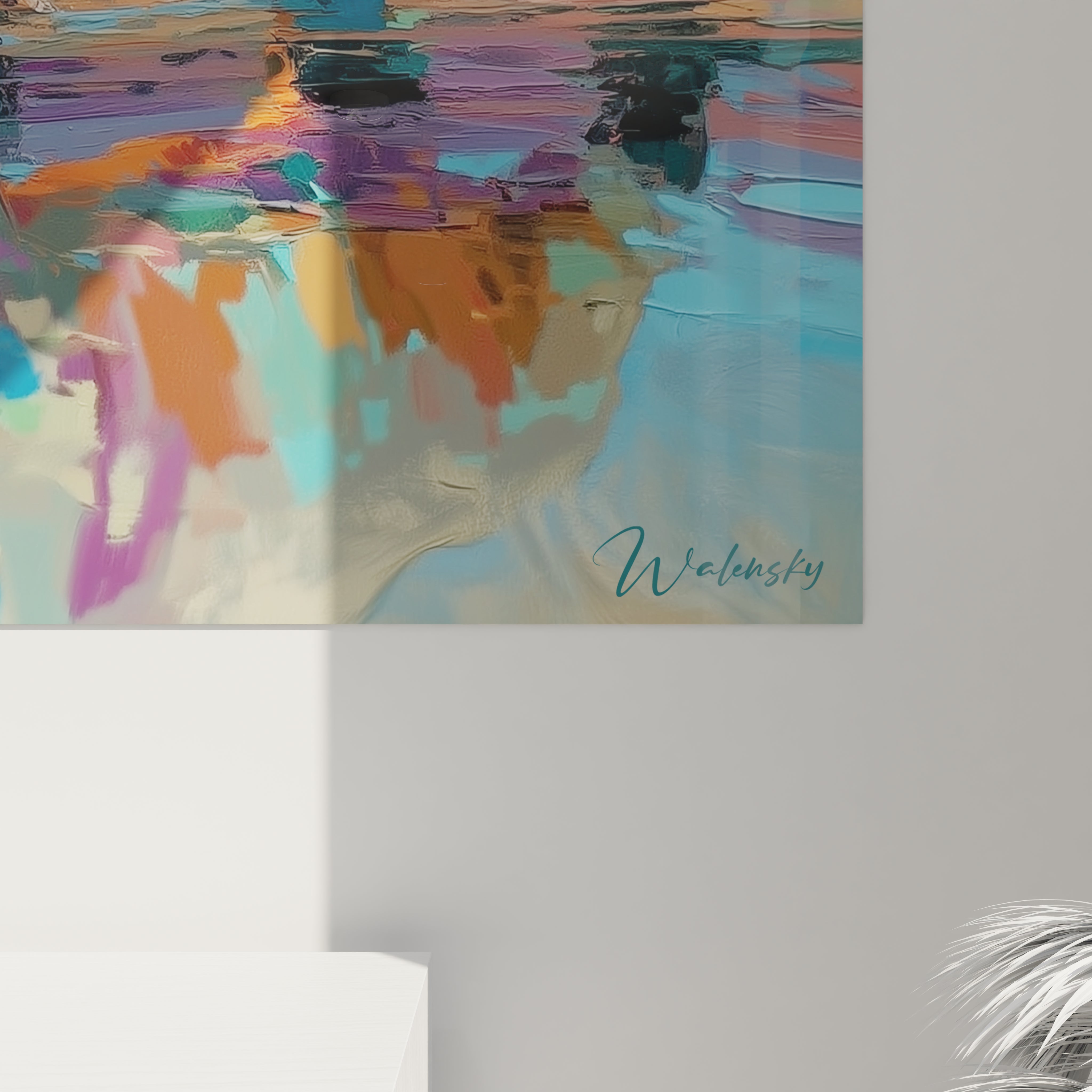 Vue ensemble tableau mural Andrewsarchus créature préhistorique art contemporain coloré