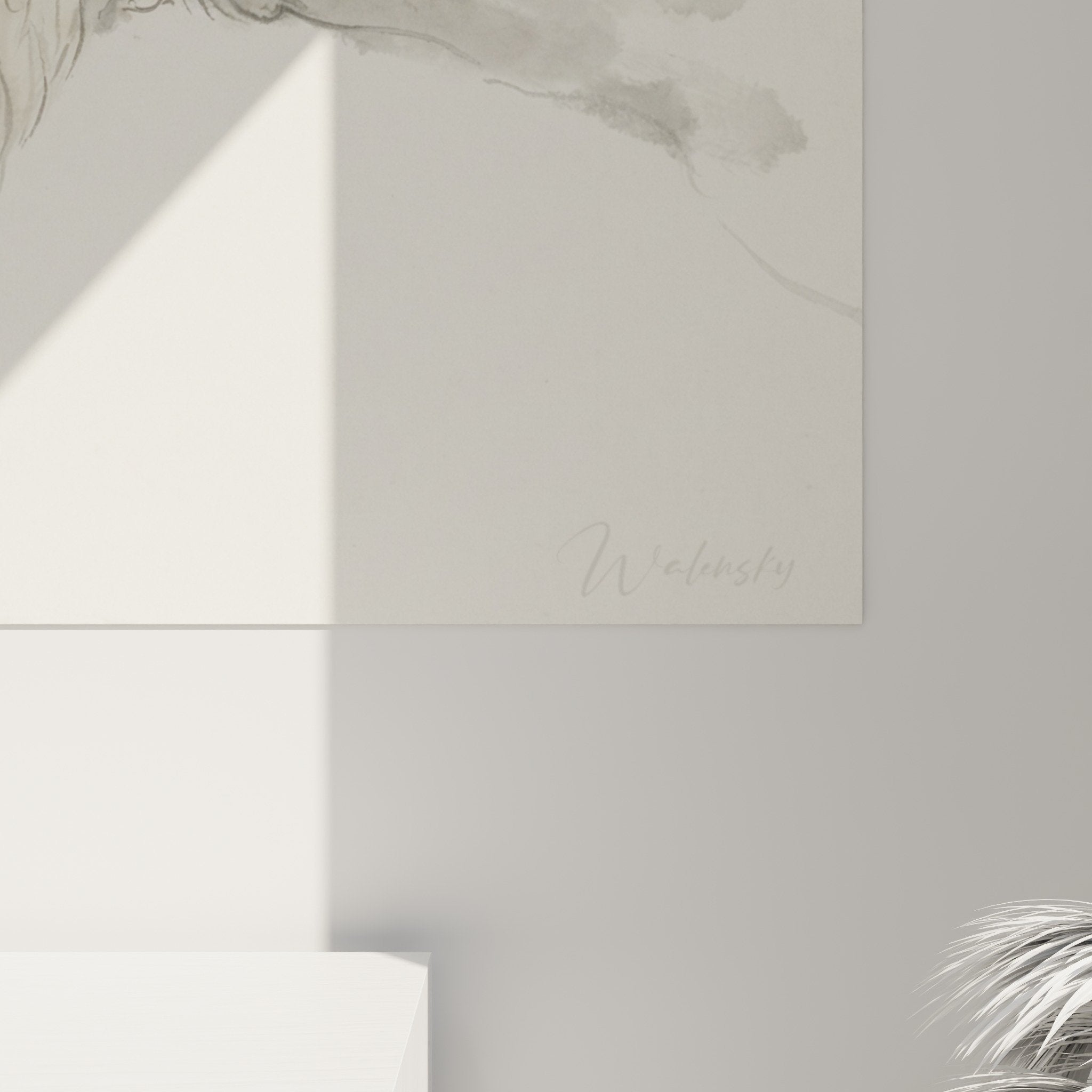 Gesamtansicht des Esel-Porträts in modernem ländlichem Interieur