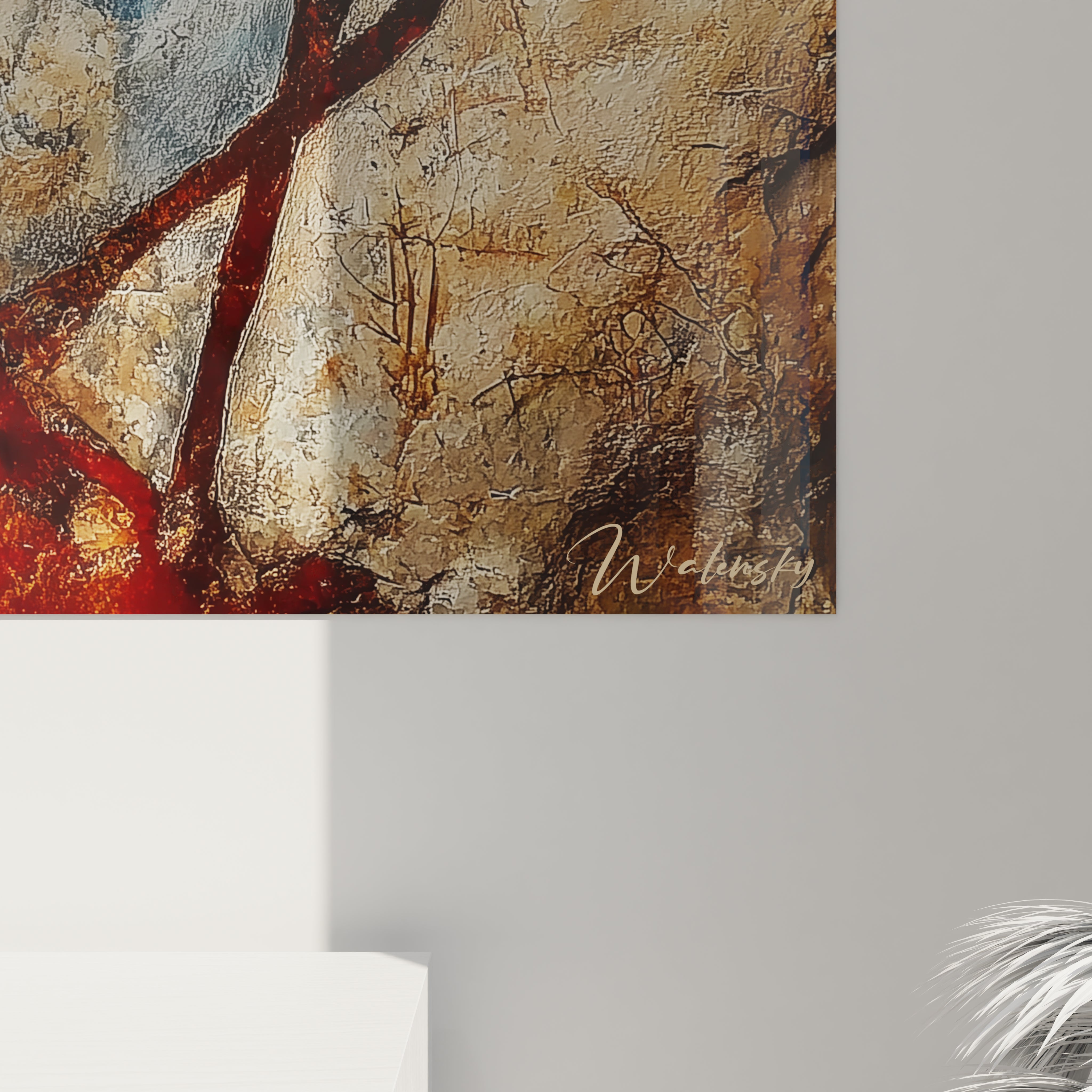 Vue ensemble tableau antilope primitive rouge, art mural préhistorique pour décoration intérieure