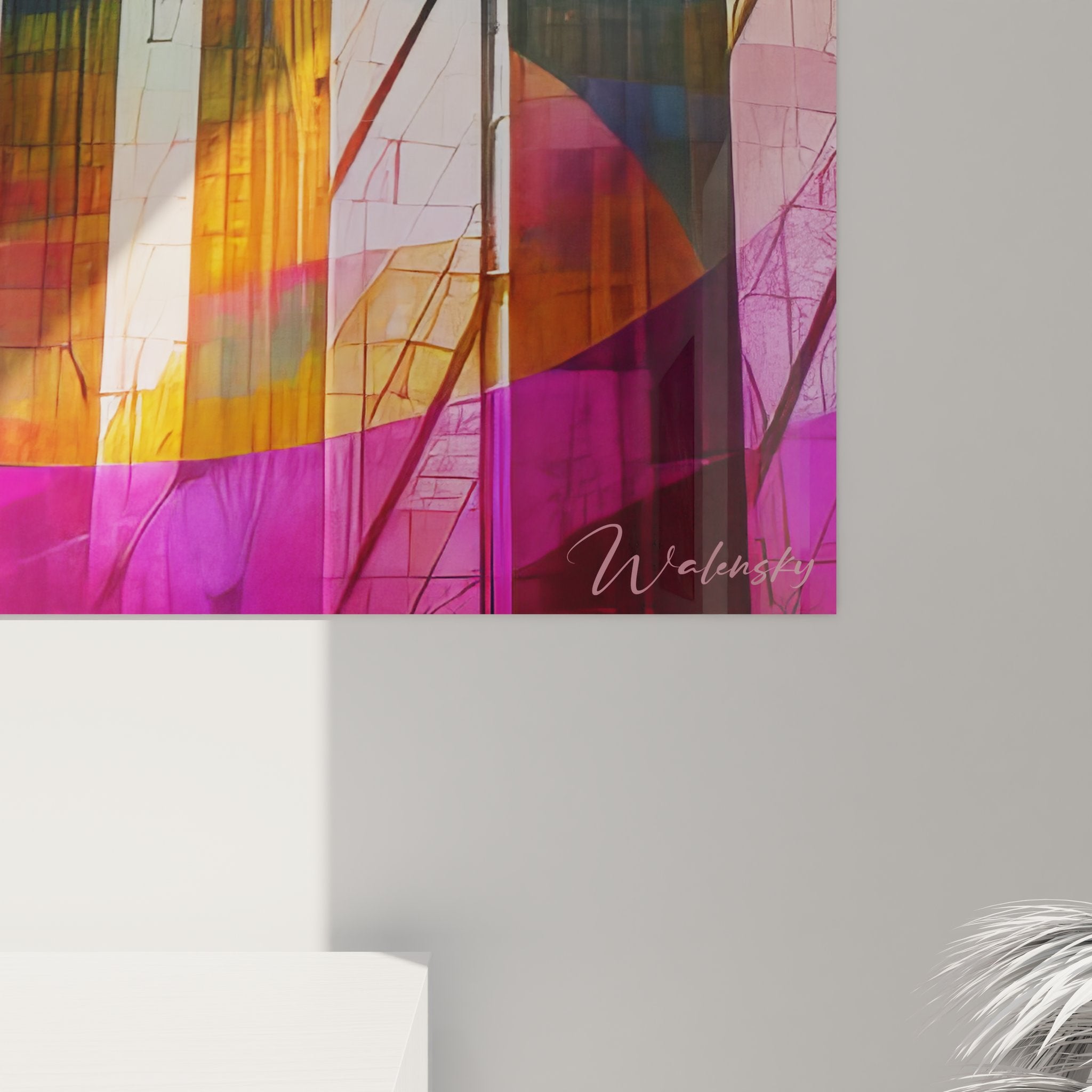 Vue d'ensemble tableau architecture gothique moderne, composition complète voûtes colonnes colorées